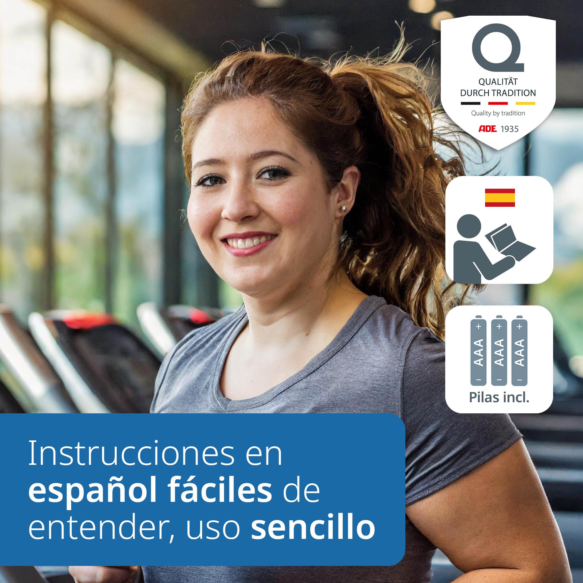 ADE Báscula de baño digital con gran capacidad de carga de hasta 220 kg | balanza peso corporal precisa con dígitos luminosos XXL | gran pantalla | superficie de pesaje extragrande | gris