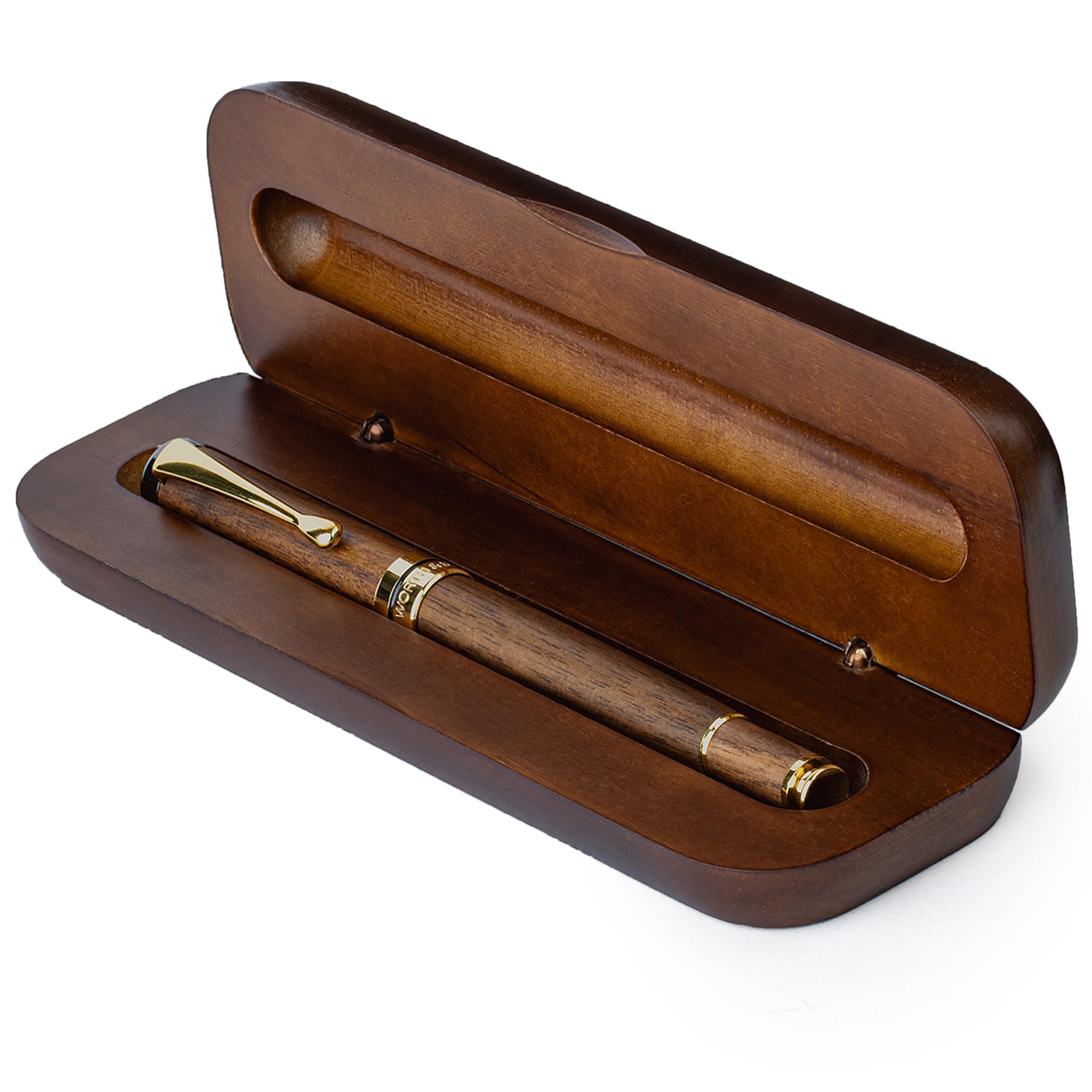 Wordsworth and Black Rollerball Pen-Stunning Luxury Pen Bamboo Brownwood Gold Finish, Refillable