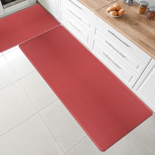 Tapete de cocina, 2 tapetes de cocina, acolchados antifatiga, juego de alfombras de cocina antideslizantes impermeables de 0.4 pulgadas de grosor,