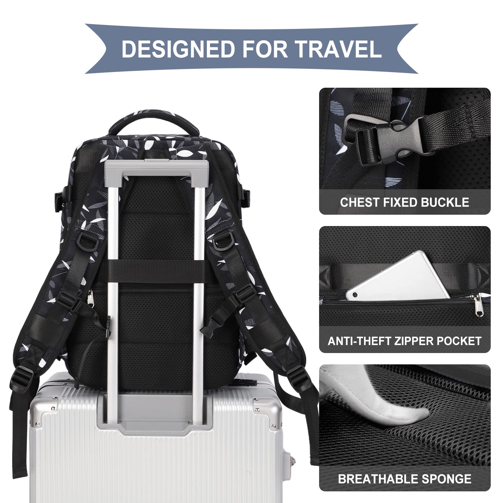 SZLX Borse da Cabina per Easyjet 45x36x20 Zaino da Viaggio Donna Ryanair 40x20x25 Bagaglio a Mano con porta usb zaino da viaggio aereo bagaglio a mano zaino per laptop Casual Daypack