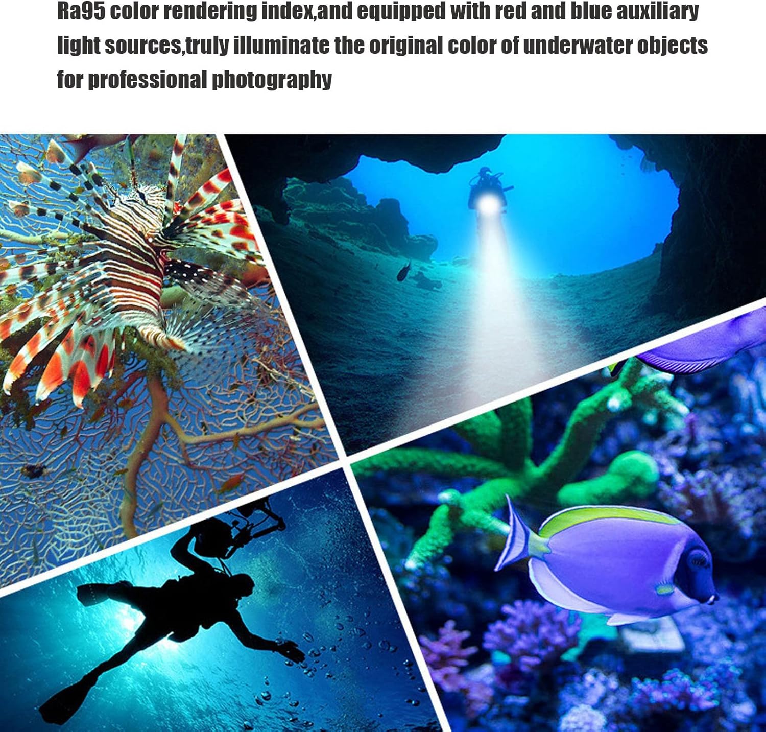 Flashlight, Aluminum Alloy 5000LM High Lighting Professional Dive Light, Safety Protection IPX8 Waterproof Flashlight, for Fishing, Hunting