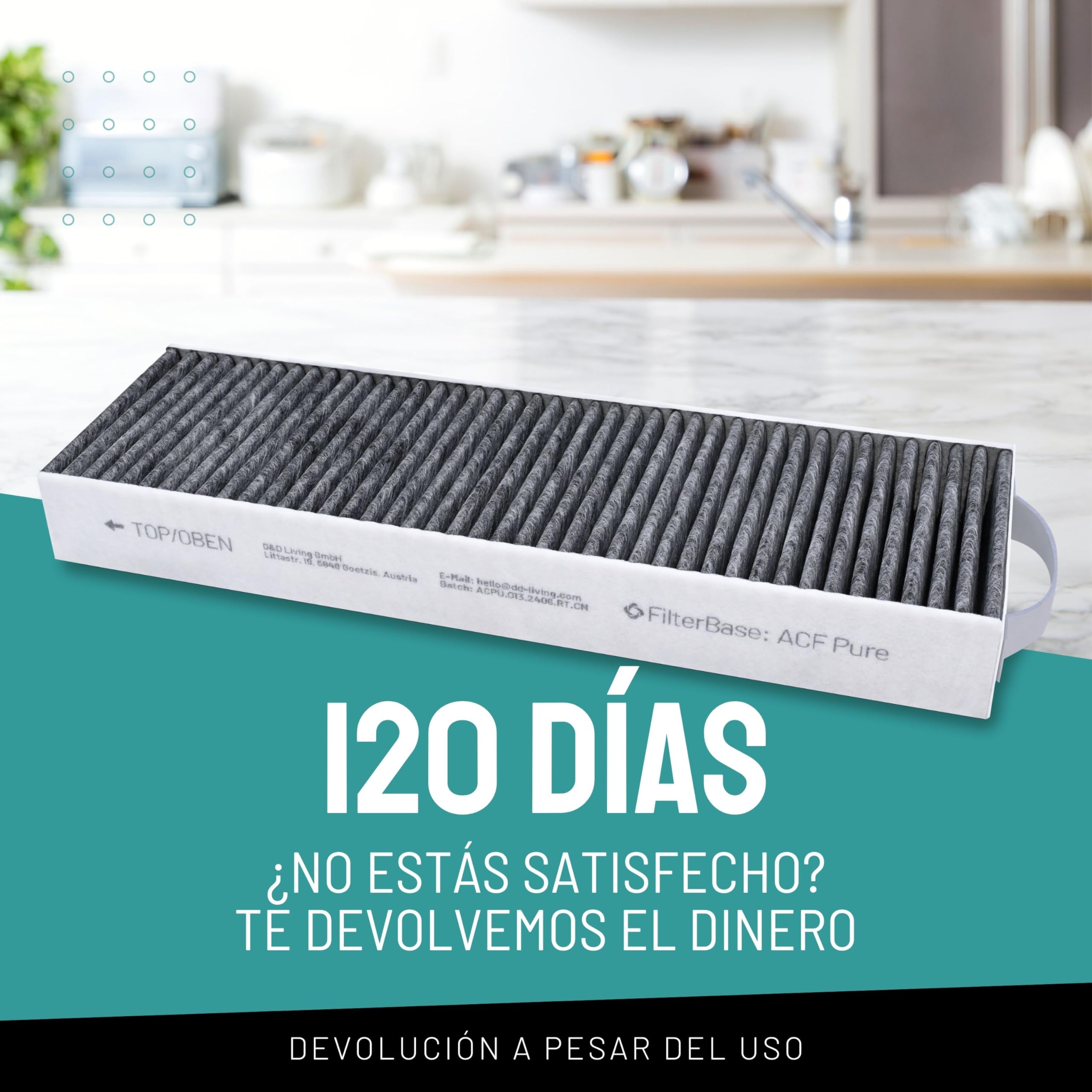 FilterBase® Filtro de carbón activado compatible con el filtro Bora Pure PUAKF | Filtro de carbón para su placa de cocción PURU o PUXU con recirculación de aire