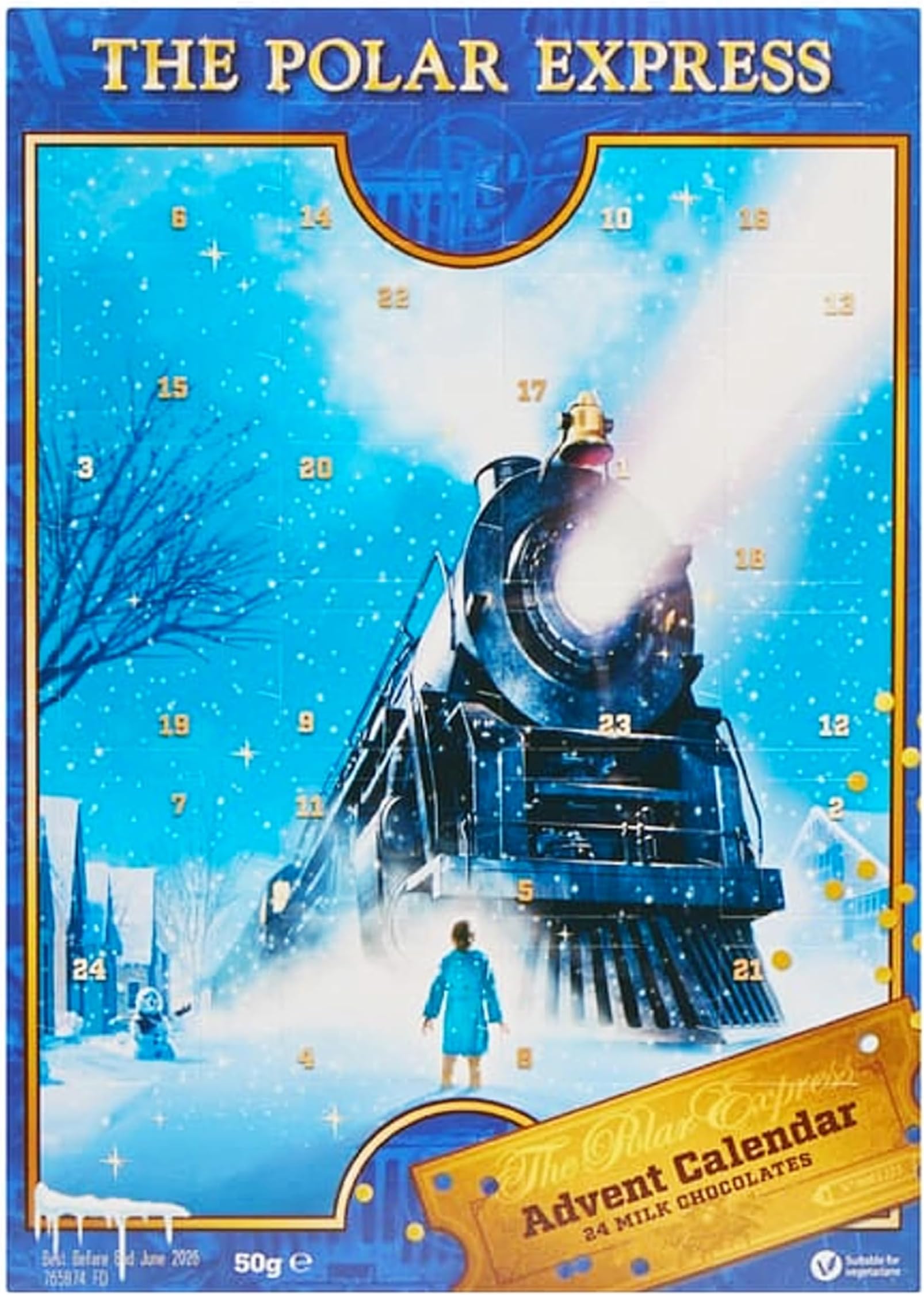 Christmas Chocolate Kids Advent Calendar 2024 - Milk Chocolate 50g The Polar Express 24 Days Christmas Countdown Calendar 2024 with Topline Card. It’s Perfect Christmas Gifts for Fans of the Film