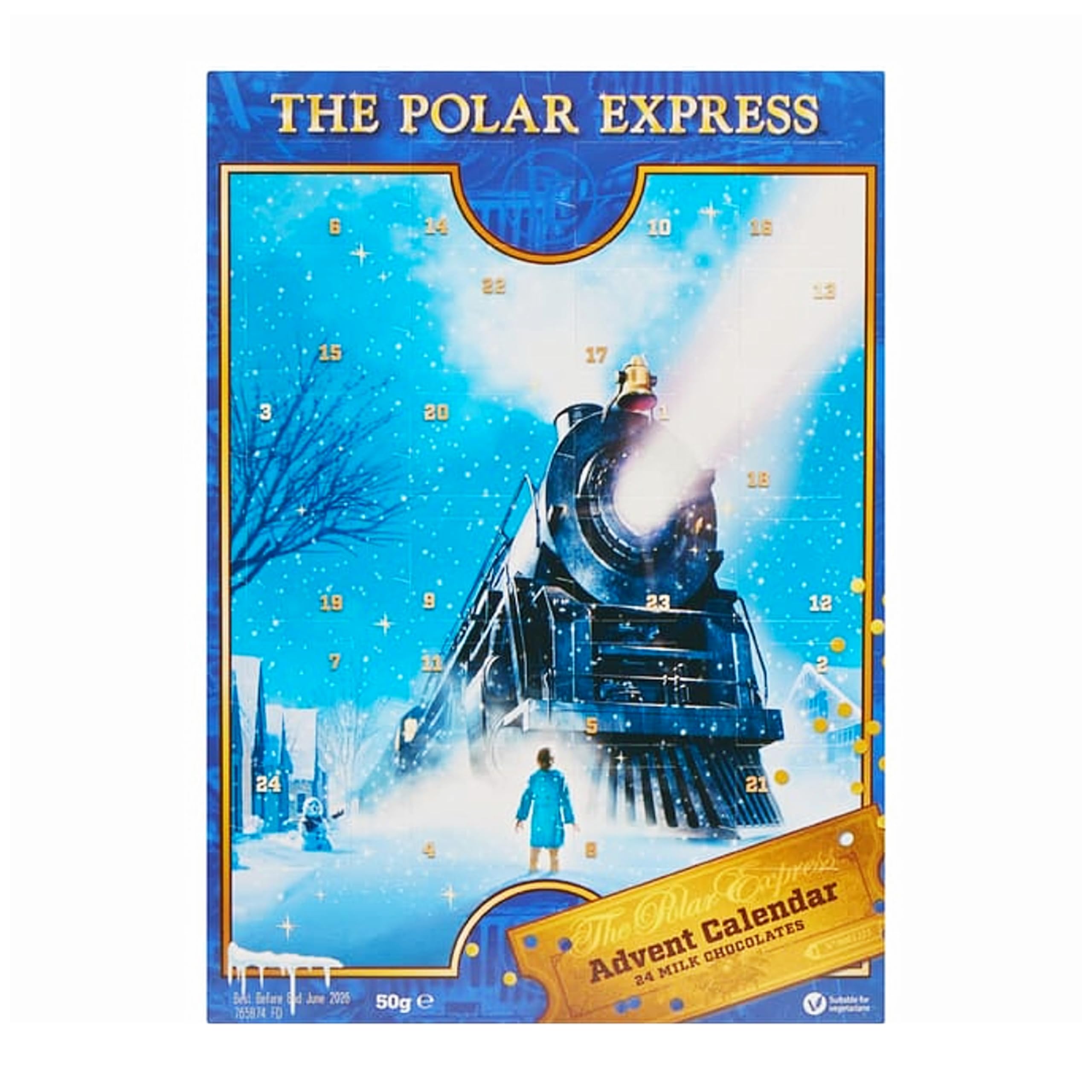 Christmas Chocolate Kids Advent Calendar 2024 - Milk Chocolate 50g The Polar Express 24 Days Christmas Countdown Calendar 2024 with Topline Card. It’s Perfect Christmas Gifts for Fans of the Film