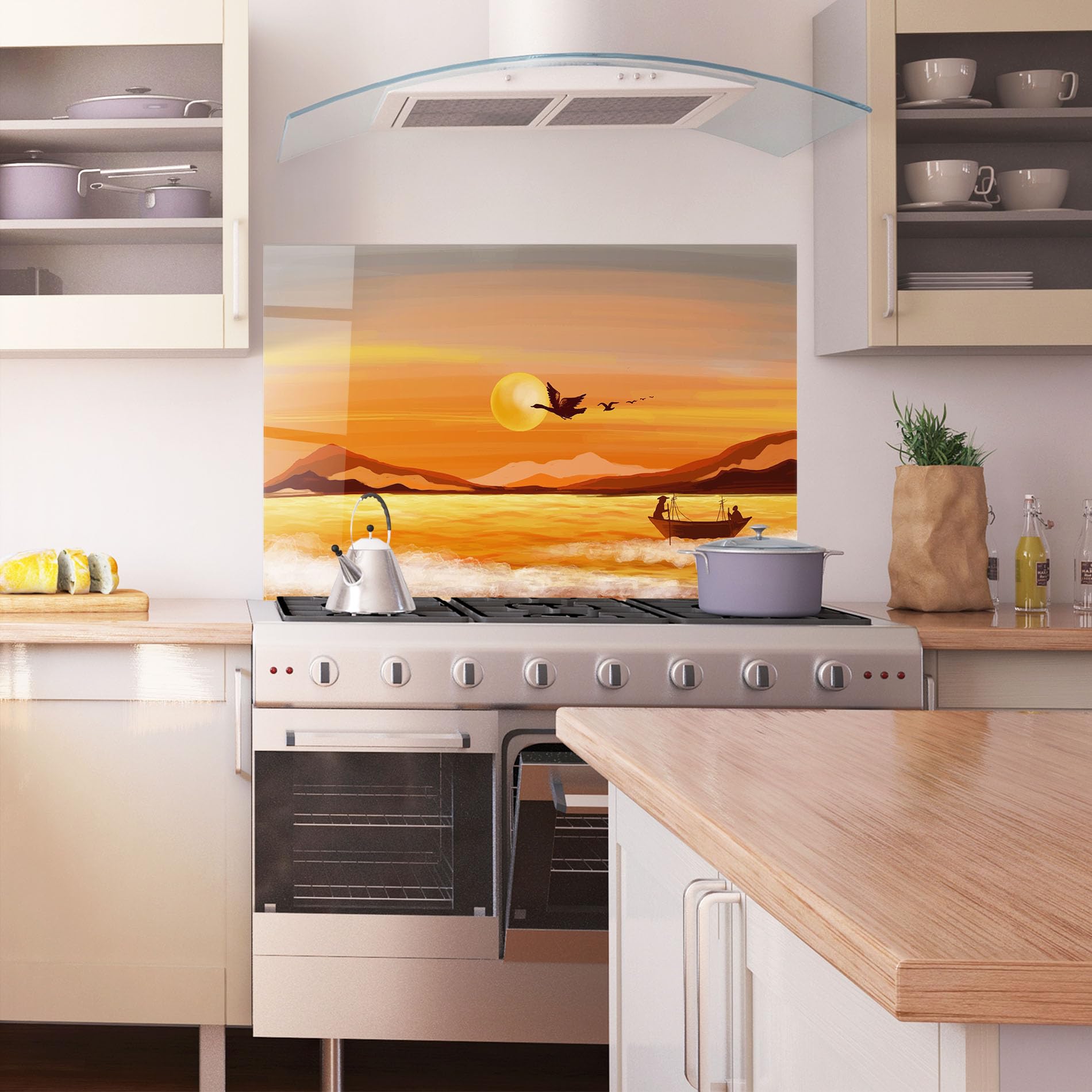 ARTHUB® Paraschizzi Cucina in Vetro temperato 50x70 cm, 20988 | Protezione Contro Gli Schizzi, Protezione murale per fornelli, Vetro temperato, Paesaggi, Laghi