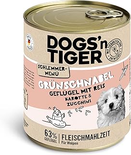 Dogs'n Tiger Junior, Dog Food, Green Beak, Dog Wet Food for Puppies with Chicken, Rice and Vegetables, No Cereals, Added Sugar, Artificial Preservatives, 6 x 800 g product image