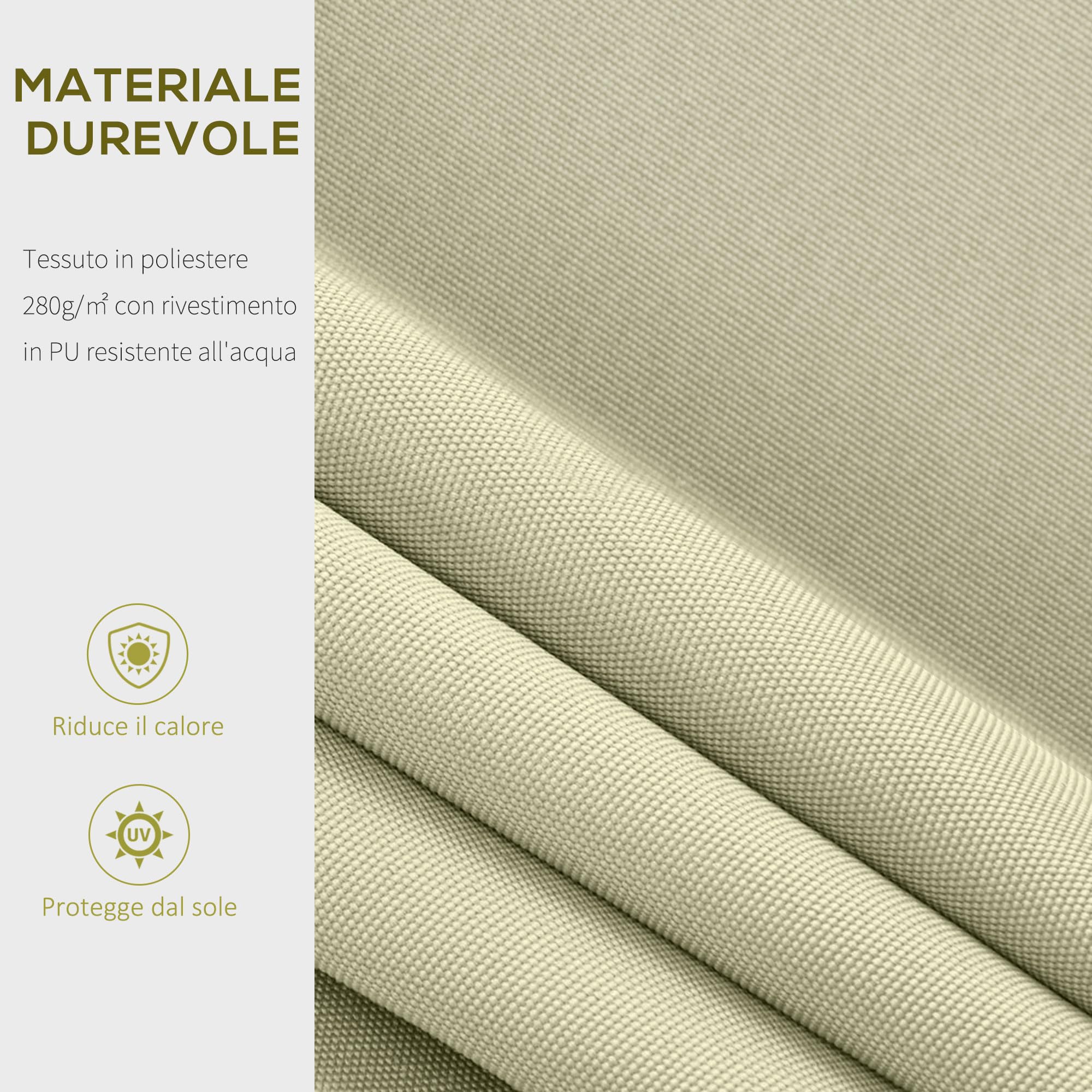 Outsunny Tenda da Sole per Esterno 3x2.5m Regolazione con Manovella, in Alluminio e Poliestere, Beige