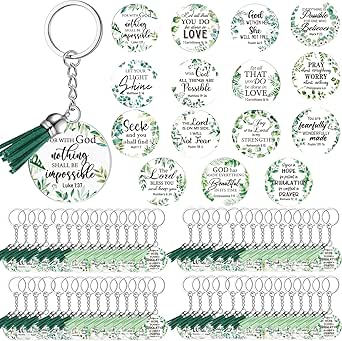 Sasylvia 60 Pcs Christian Acrylic Keychain Bulk Bible Verse Leaves ...