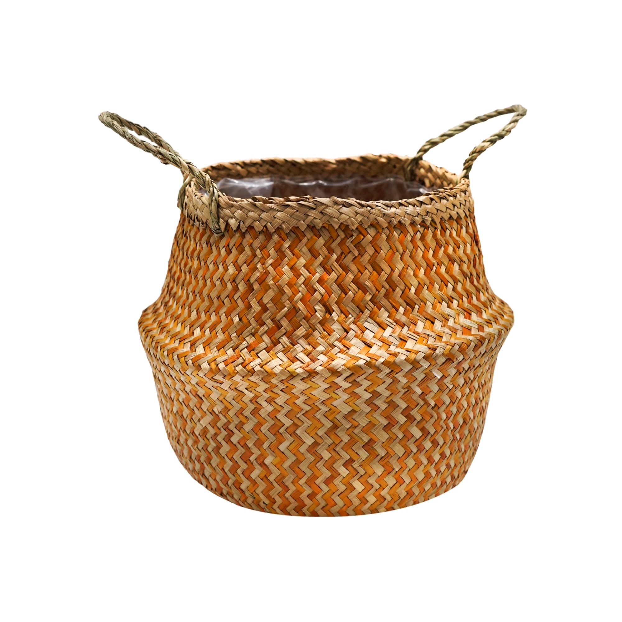 Ivyline Seagrass Chevron Amber Lined Basket - Medium