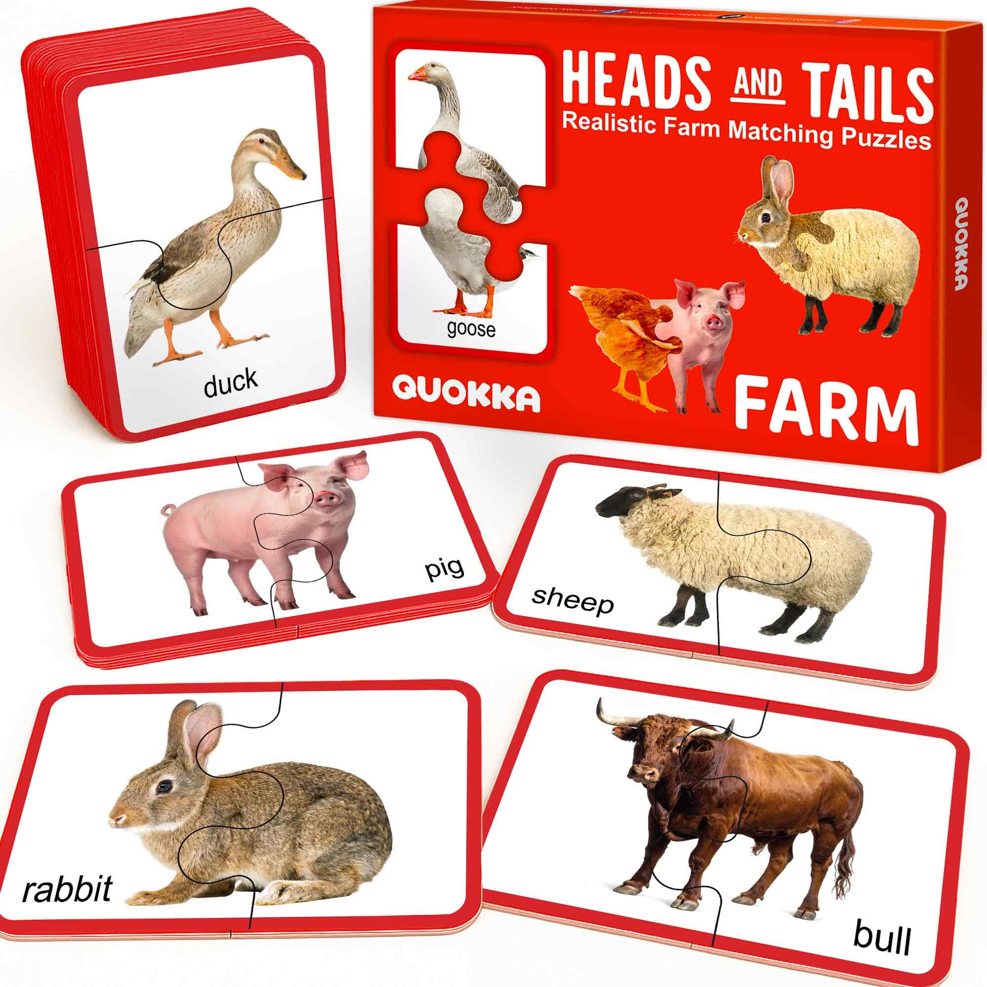QUOKKA Toddler Puzzles Ages 2-4 – 100% Self-Correcting 16 Realistic Matching Farm Animals – Educational Toddler Puzzles Ages 1-3 with 32 Pieces - Memory Matching Games for 3-5 Years Old Boys and Girls — image 1
