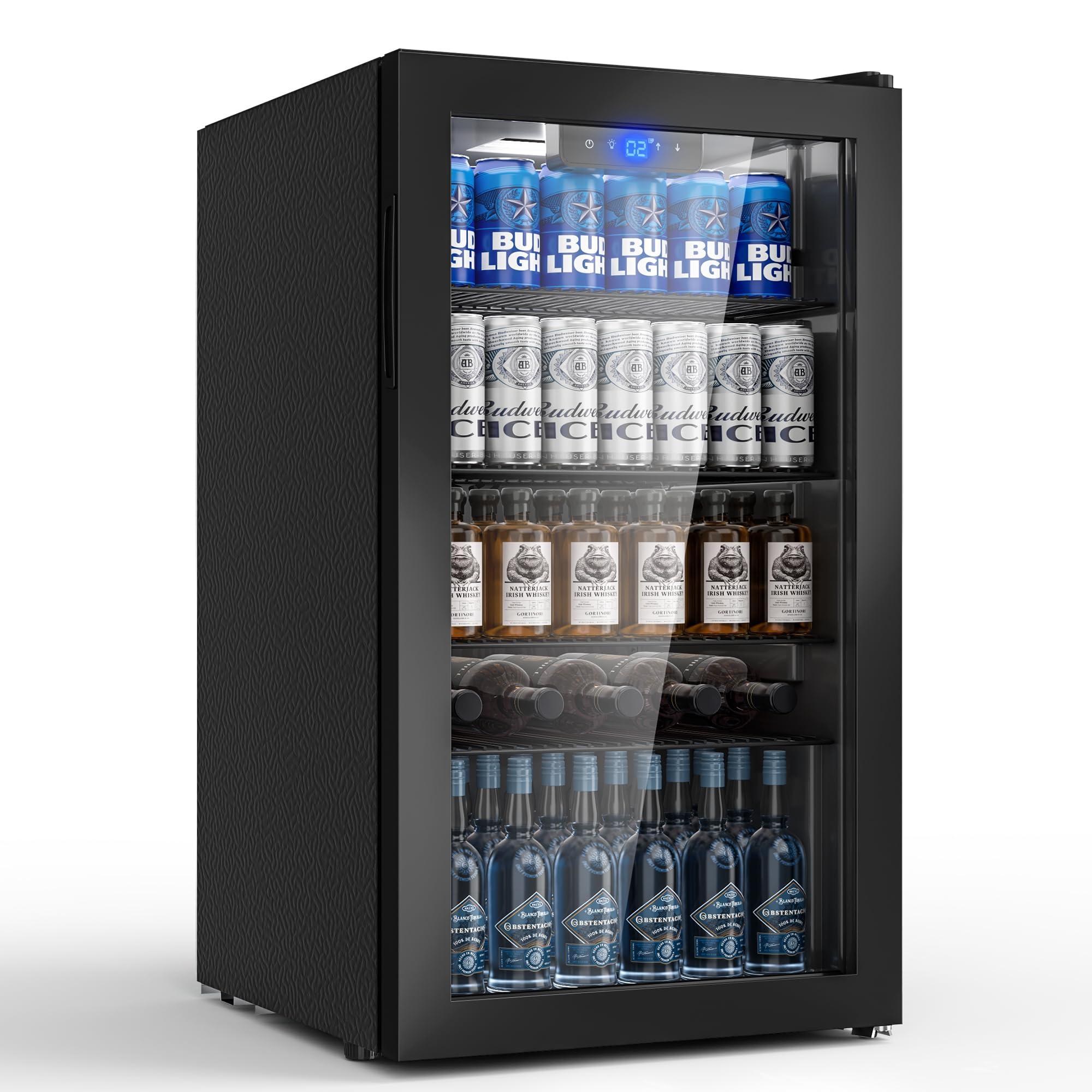 Airfish Getränkekühlschrank mit Glasfront 86L Mini-Kühlschrank verstellbare Regale Bier Wein Getränke