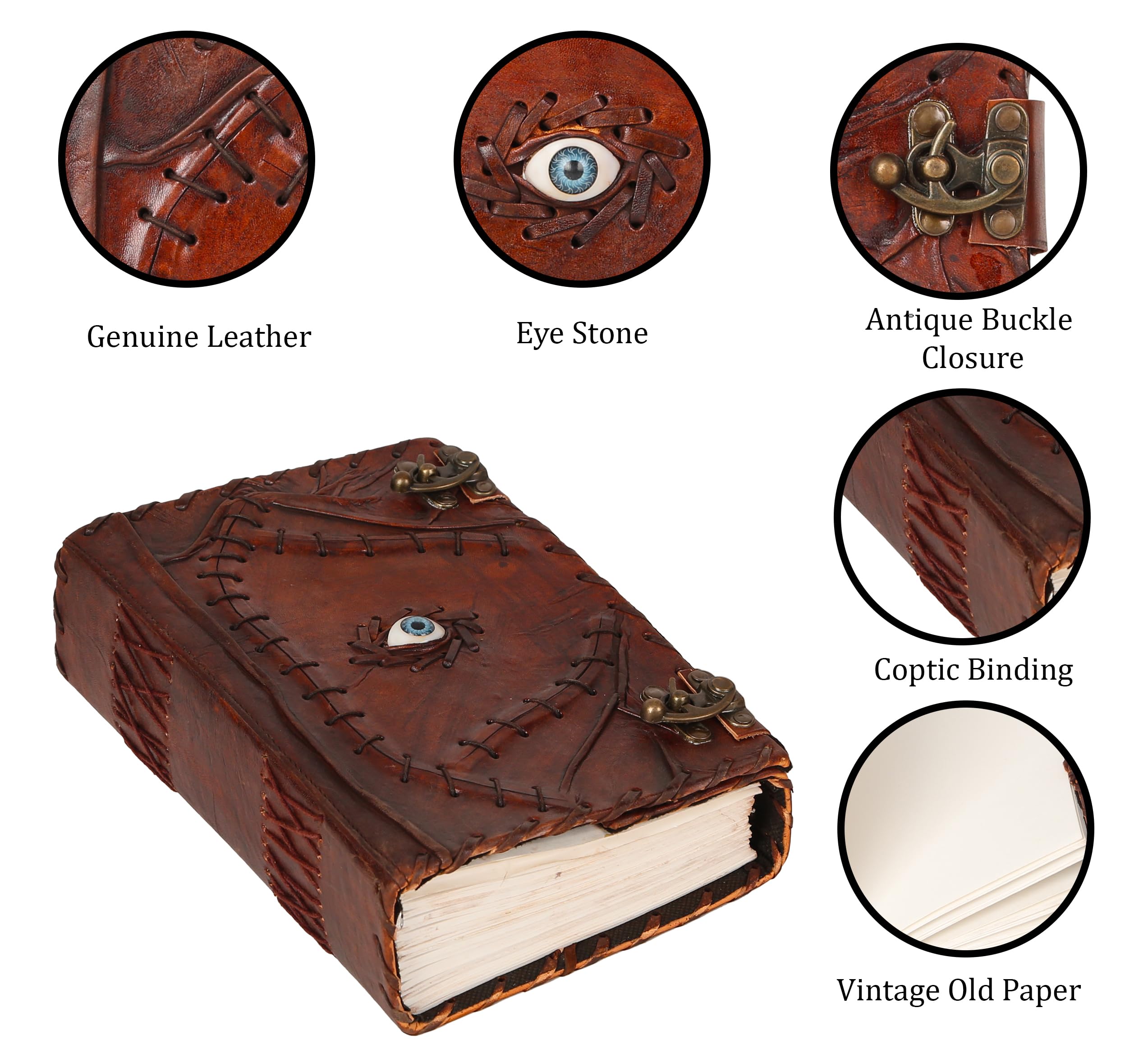 10 x 7 600 pagine Hocus Pocus diario in pelle – fatto a mano vintage libro degli incantesimi Grimoire notebook libro delle ombre stregoneria scrittura Grimoire Sketchbook rilegato in pelle