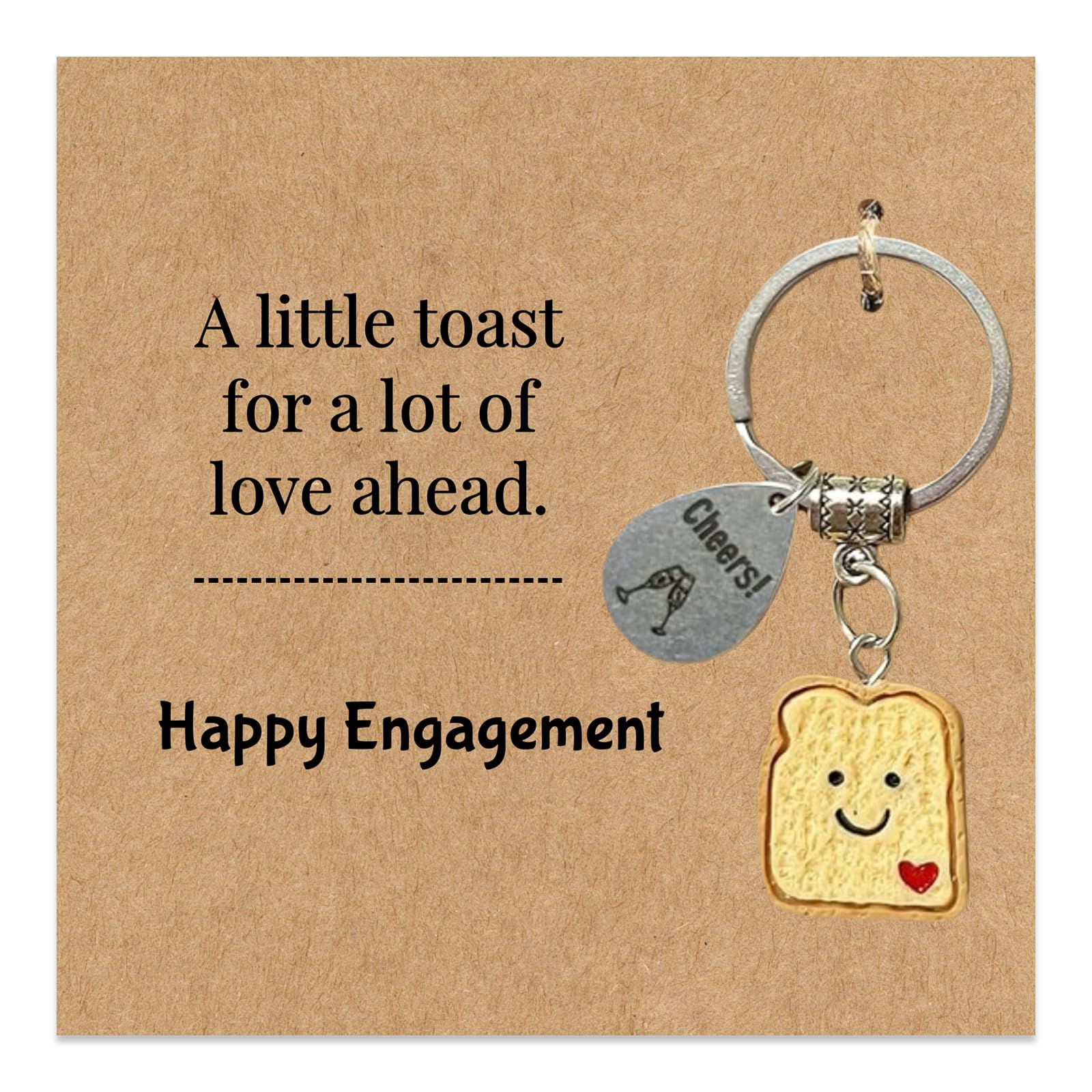 Virelle Women's Engagement Simulation Bread Toast Keychain Gift Toaster Keychain, Funny Cheers To The Happy Couple Novelty Key Ring For Engaged Partners, Wedding Congratulations Gift For & Men