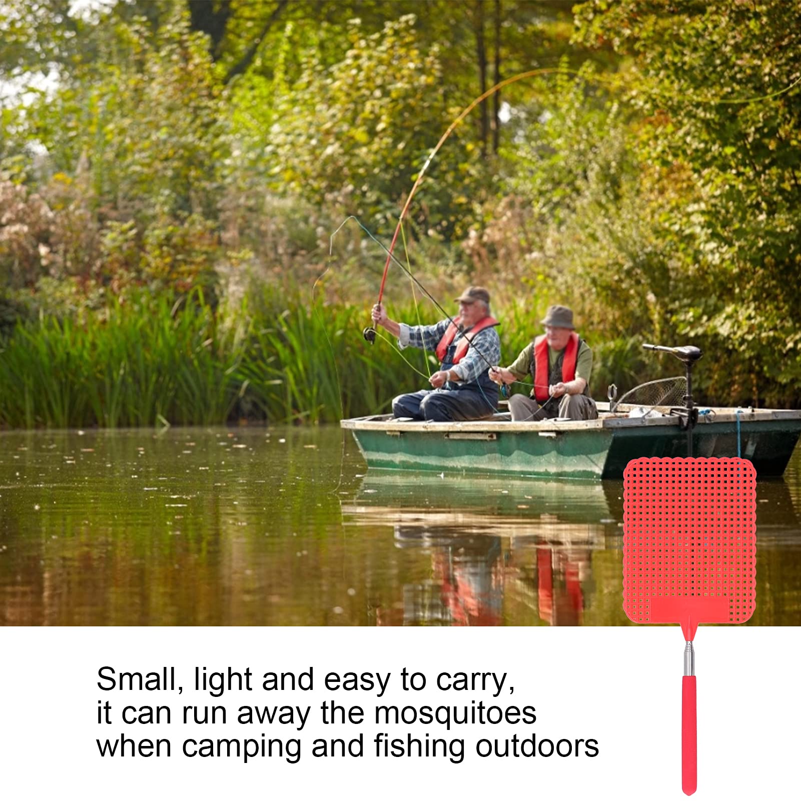 Pilipane Fly Swatter,Durable Flexible Telescopic Bug and Fly Swatter,Fly Swatter Heavy Duty,Plastic Fly Swatter with Stainless Steel Rod,Flyswatter Swatter,for Indoor Outdoor Classroom Office(red)