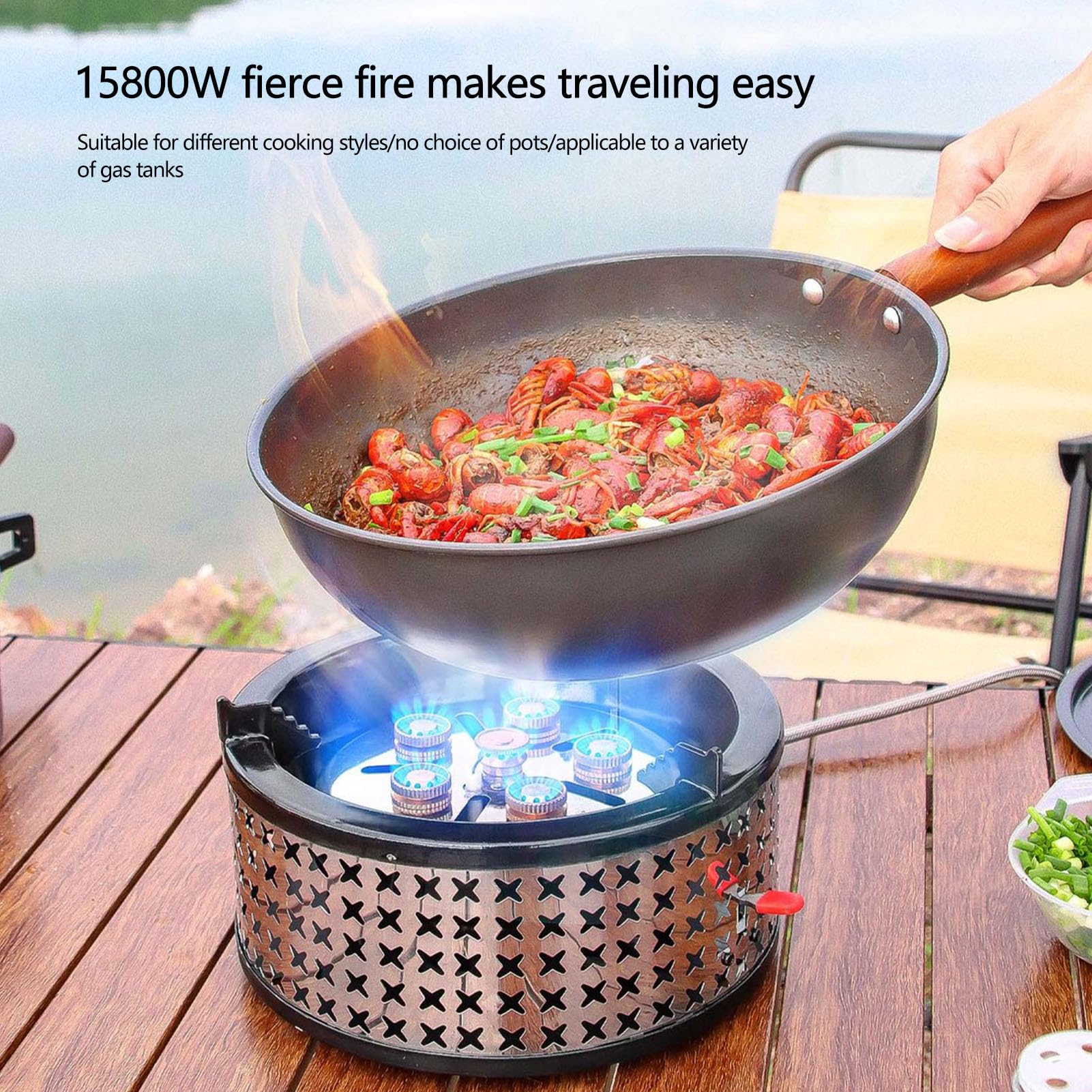 Réchaud à Gaz Brûleur Haute 15800w | Réchaud de Camping à Gaz pour Pique-nique, Barbecue, Cuisson en Plein Air, Trekking, Randonnée et en Sac à Dos