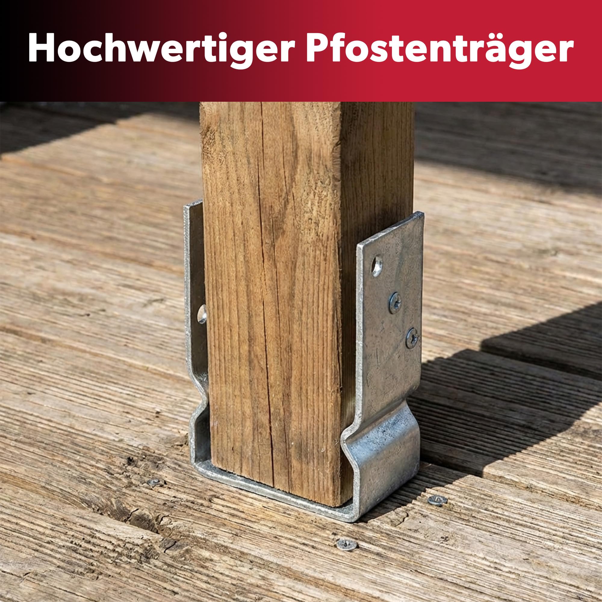 4x U-Pfostenträger, lichte Breite 121 mm, 150 mm Gesamtlänge, feuerverzinkter Stahl, Pfostenträger zum Aufschrauben oder Einbetonieren, U Profil Stahl, Bodenanker, Balkenschuh