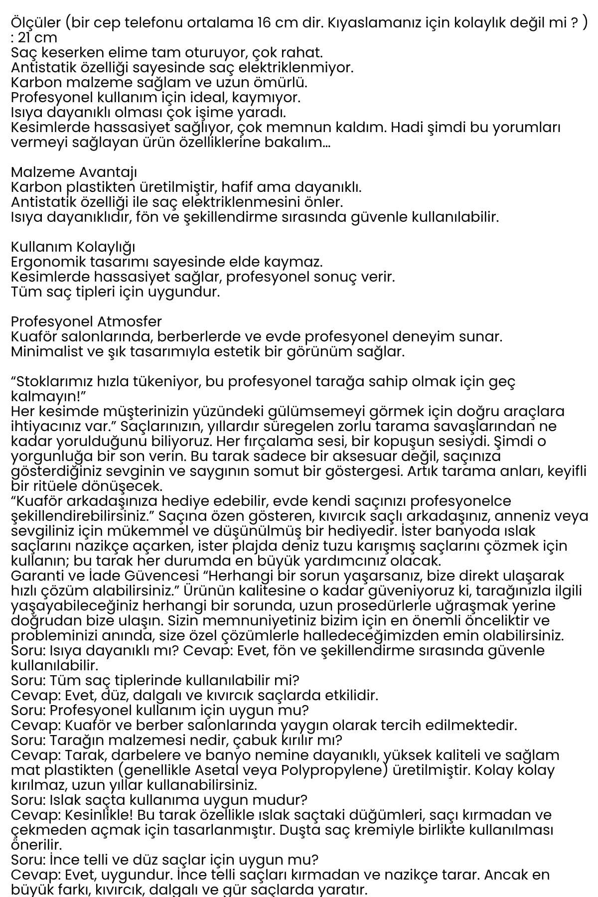 Transformacion Profesyonel Saç Kesim Tarağı, 7430000722384