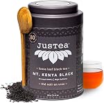 JusTea MT. KENYA BLACK | Poche de renouvellement recyclable pour le thé noir de la feuille distante 40+ Coupes (90g) | Haute Caféine , Prix-gagnant , Commerce équitable , Non-OGM