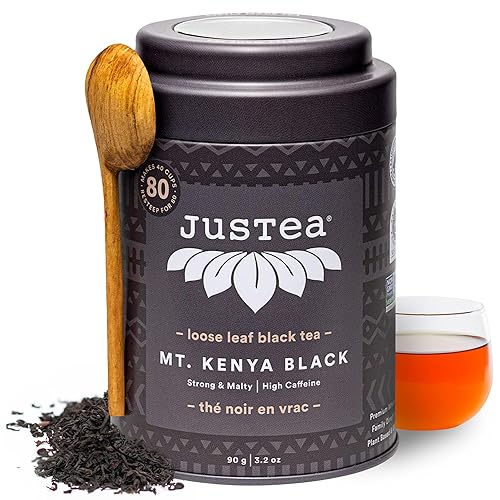 Vista 13 de JusTea Mt. Kenya Black Bolsas de té compostables piramidales Té negro Más de 12 tazas Alta cafeína Ganadoras de premios Comercio justo