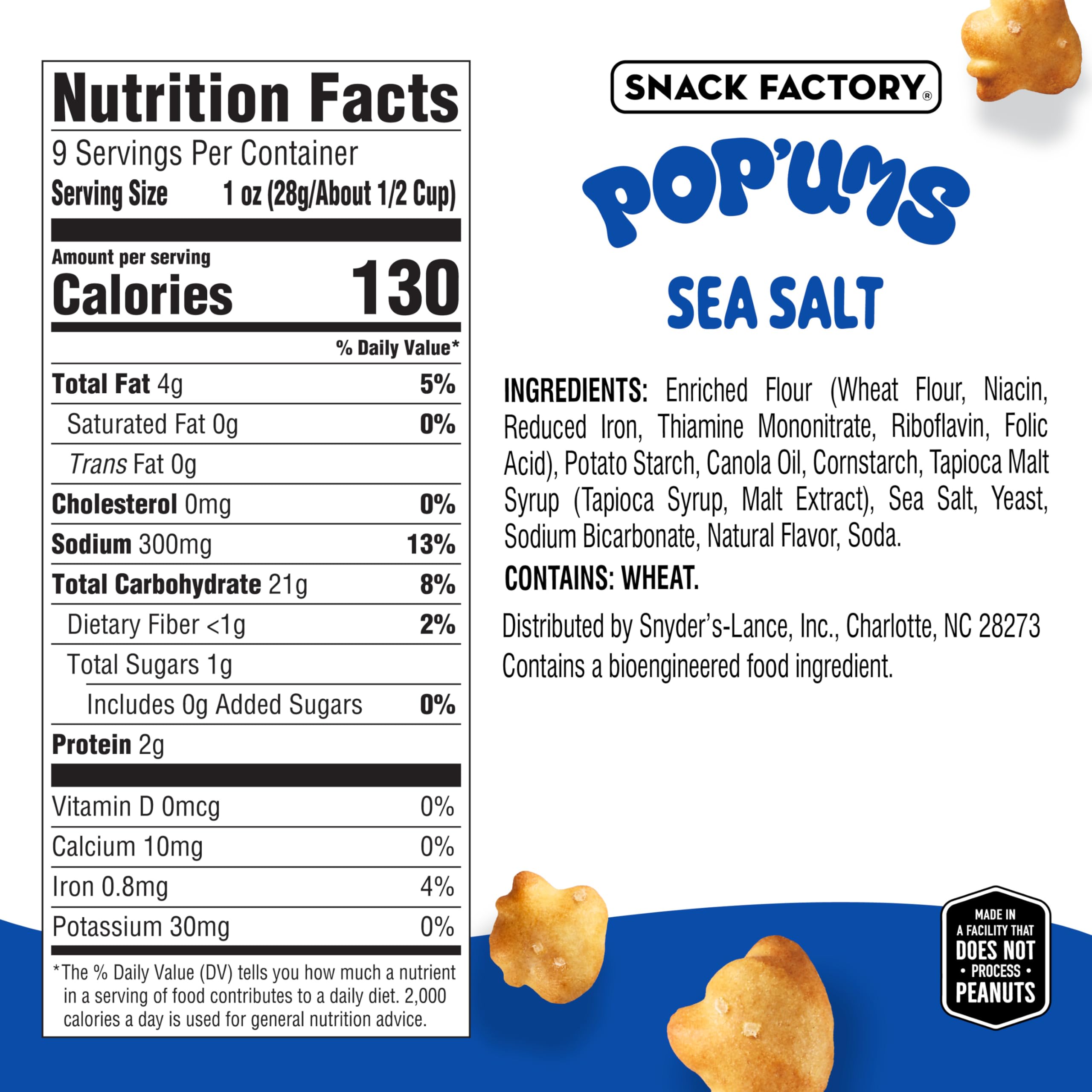 Pop'ums Bocadillos de pretzel sal marina 9 oz