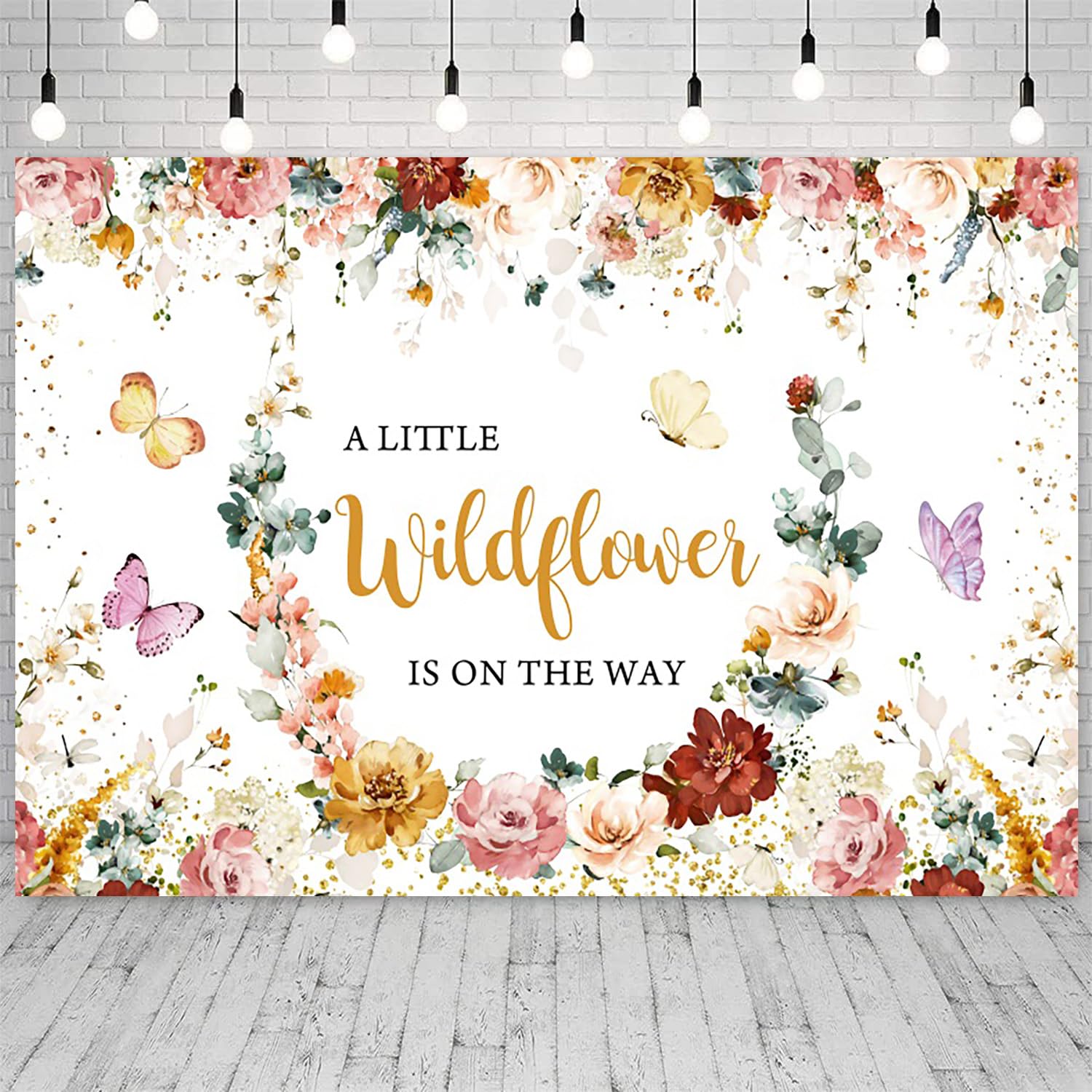 Baby In Bloom Backdrop Watercolor Wildflower Baby Shower Party Decorations Girls Baby In Bloom Banner Butterfly Floral Baby Shower Decor - View #7