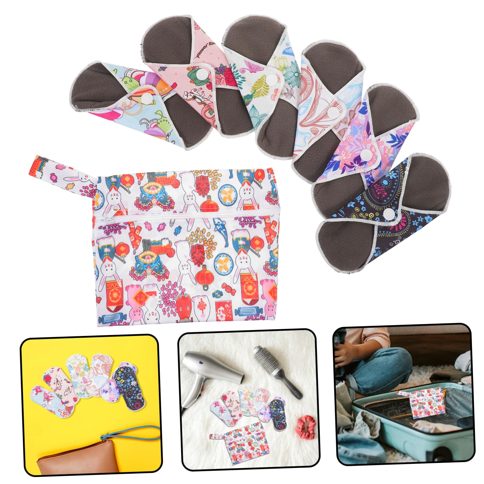 GLEAVI 3 Sets Menstruationspads Komfortable Touch Wiederverwendbare Pad Stilleinlage Attraktives Design Slipeinlage
