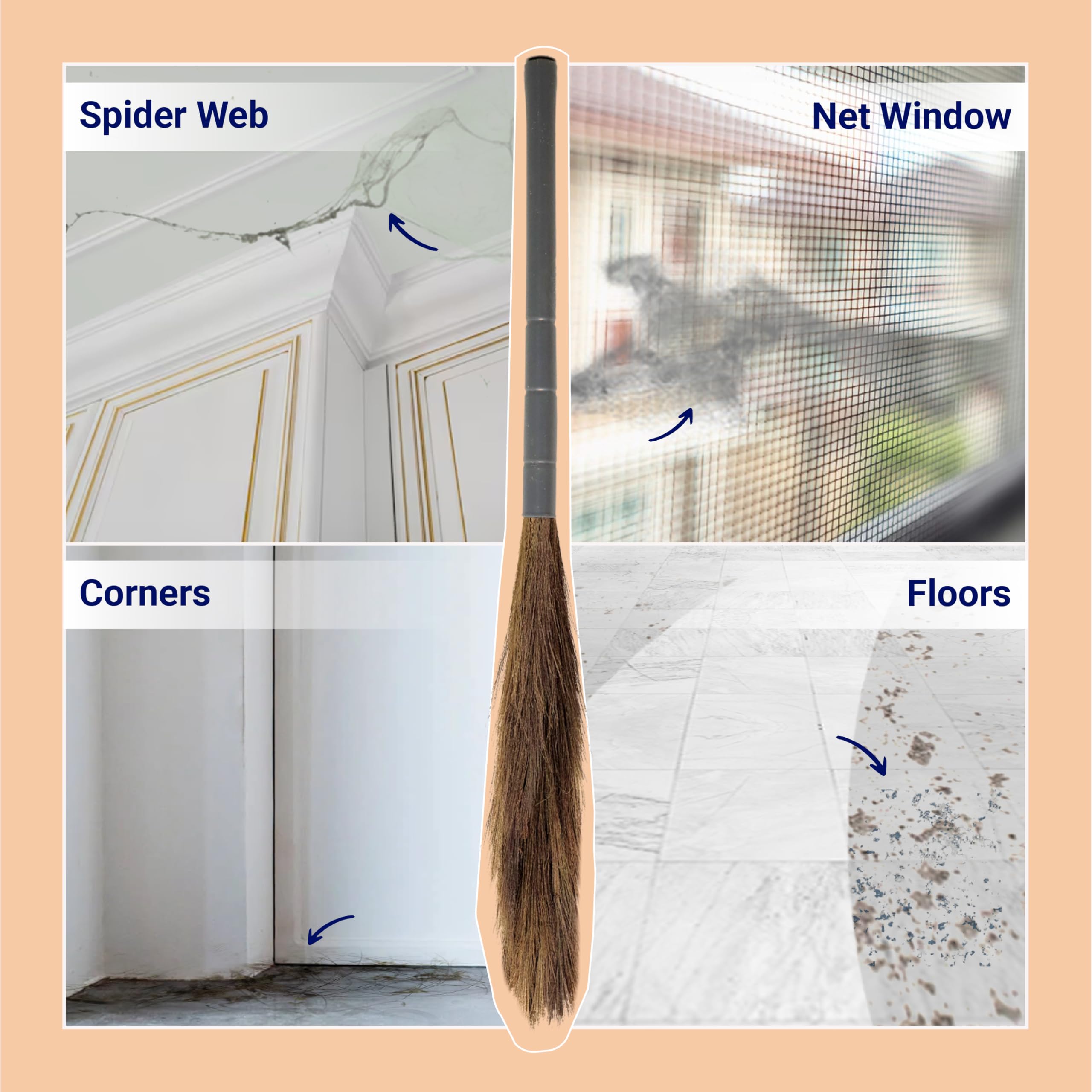 Chakaachak Grass Floor Broom for Home Cleaning | Natural Meghalaya Fibers | Strong Bristles | Lightweight Long-Lasting Jhadu | for Hard, Tiles, Marble & Wooden Surface Sweeping - Image 6 thumbnail