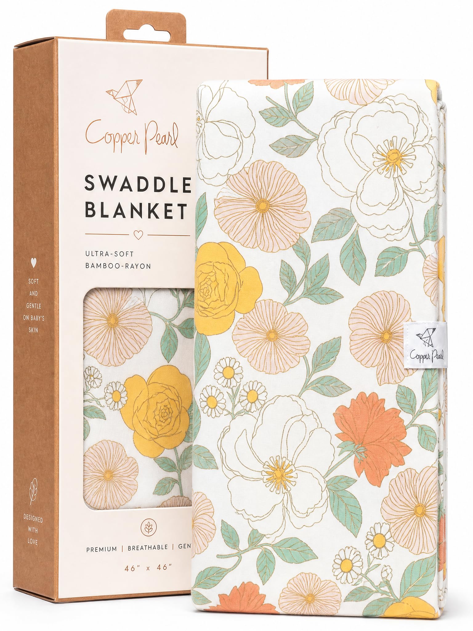 Copper Pearl Swaddle Blankets for Newborns | Soft Stretchy Receiving Blankets for Boys and Girls | Large 46 x 46 Inch Baby Blankets | Lightweight and Breathable Swaddles | Rose