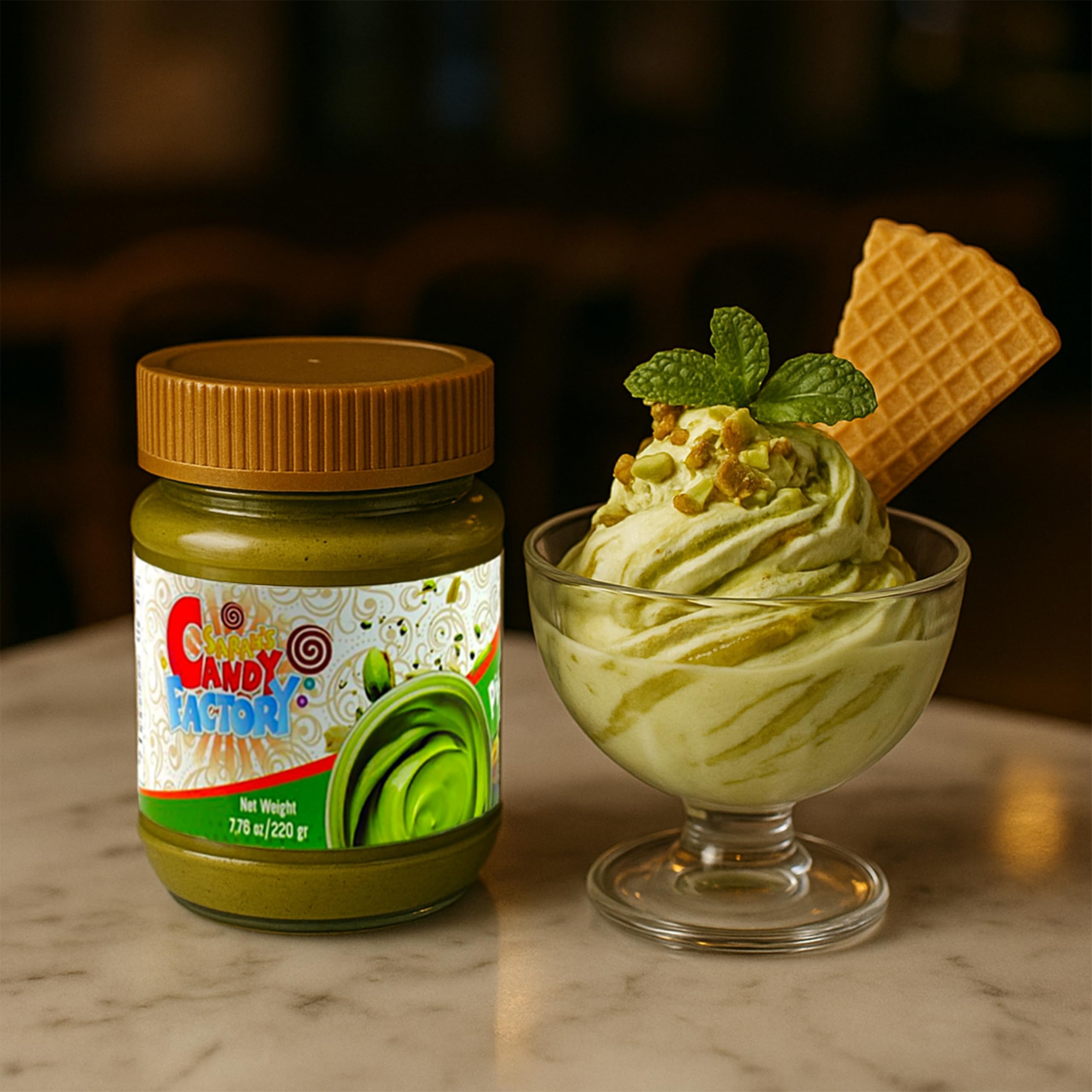 Pistachio Butter Spreadable Cream 7 75 oz 220 gr in Glass Jar 30 Pistachios Rich Nutty Cream Spread — view 2