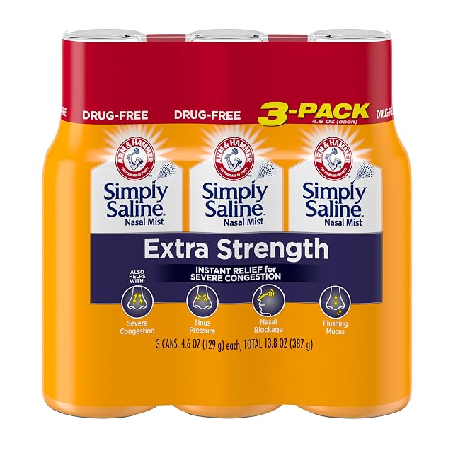 Simply Saline Extra Strength for Severe Congestion Relief Nasal Mist 4 6oz 3-Pack