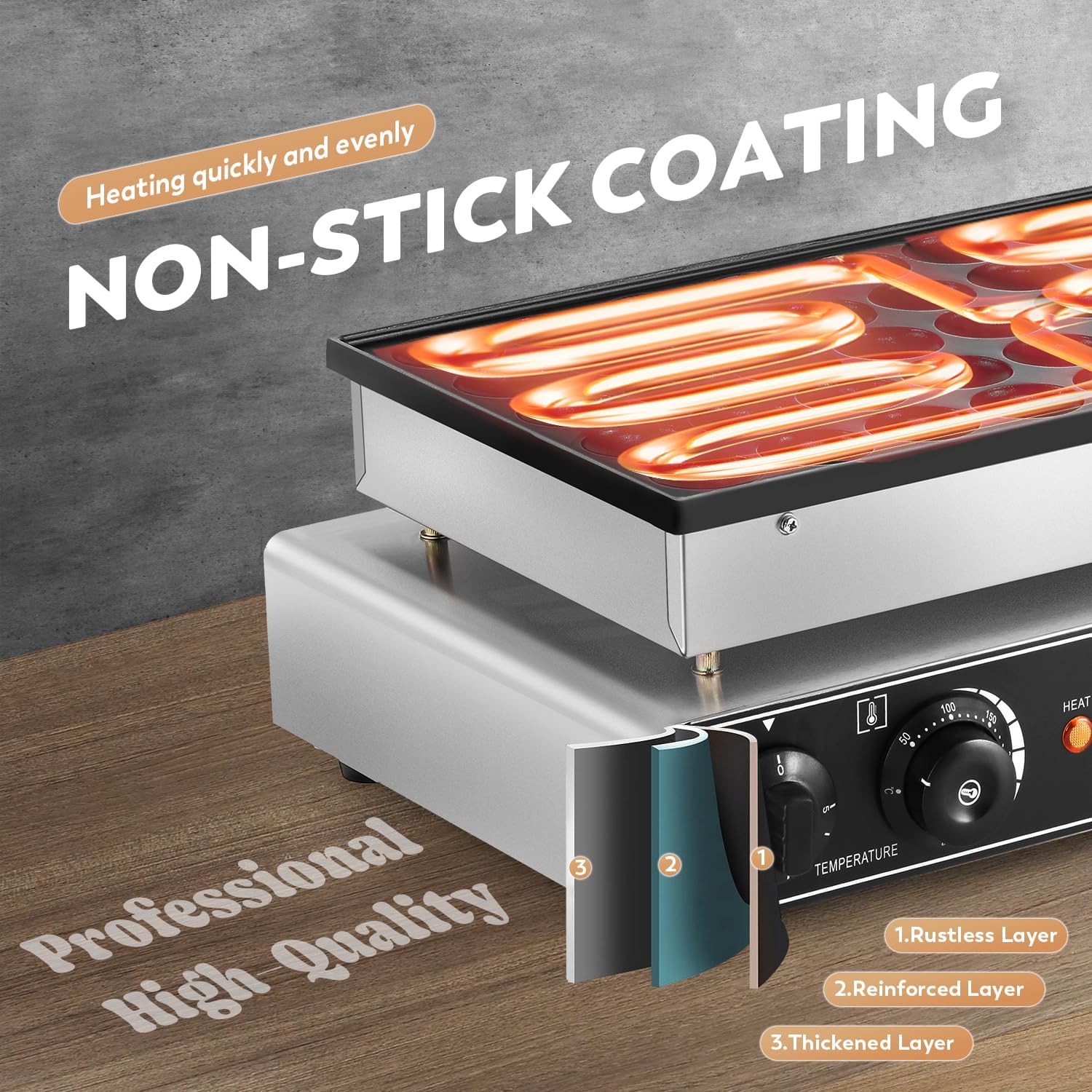 Mini máquina holandesa para hacer panqueques, 50 unidades, máquina antiadherente comercial para panqueques, temperatura de 122.0-572.0 °F y control de tiempo de 0 a 5 años, fabricante 7