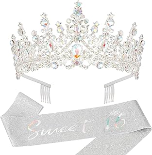 Sweet 16 Tiara Sweet 16 Sash and Tiara Set Birthday Tiara Birthday Crowns for Women Sweet 16 Crown Sweet Sixteen Birthday Sash Sweet 16 Birthday Decorations 16th Birthday Decorations for Girls