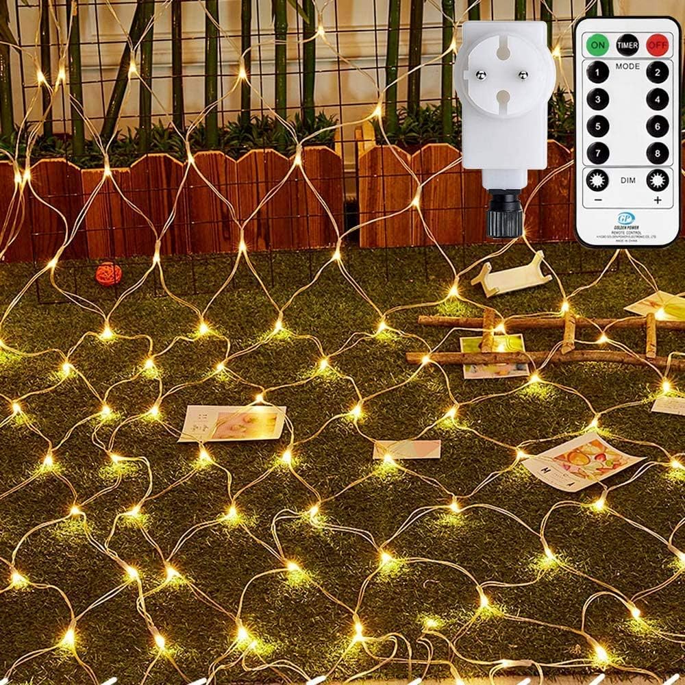 Ollny Lichternetz 3x2m 200 LED Lichternetz innen Warmweiß LED Netz mit ...