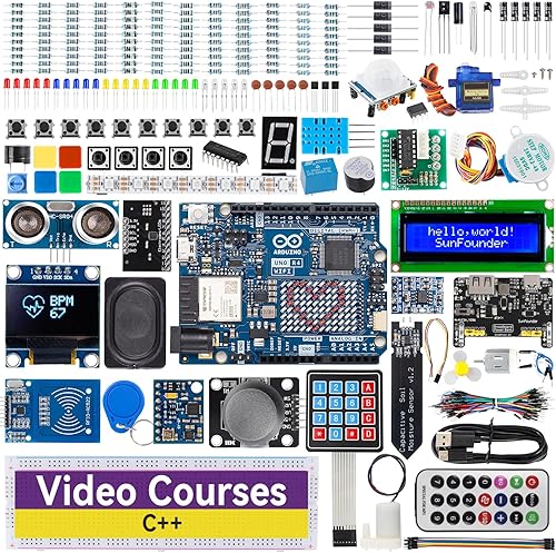 Miniatura 1 de SunFounder Elite Explorer Kit con original Arduino Uno R4 WiFi, Bluetooth IoT ESP32 IIC LCD1602 OLED MPU6050 motor paso a paso, kit de inicio,