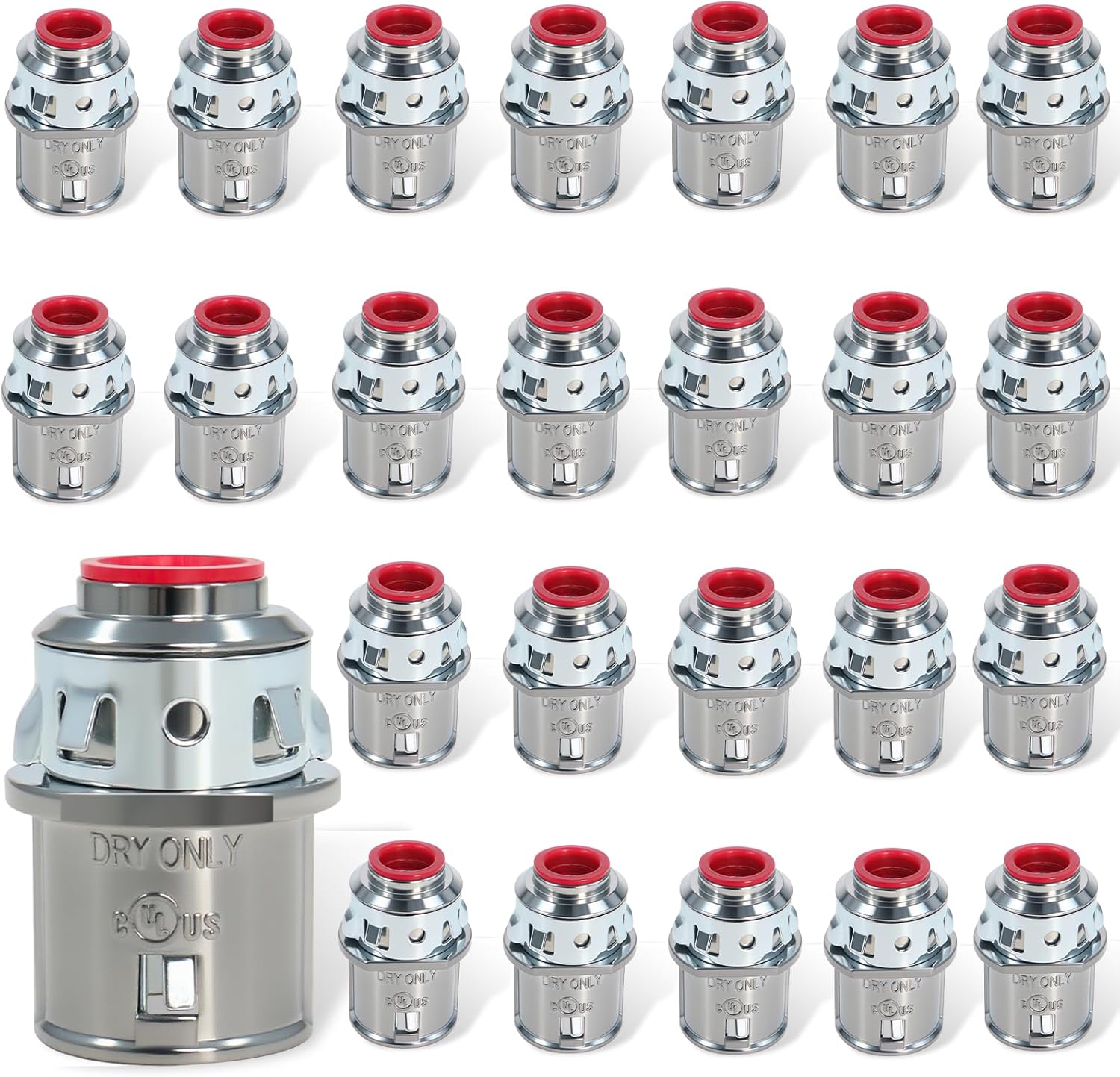 25 Packs Snap in Connectors, 3/8" MC Cable Connectors Zinc Electrical Conduit Connector for Steel and Aluminum Cable, Knockout Size 1/2''