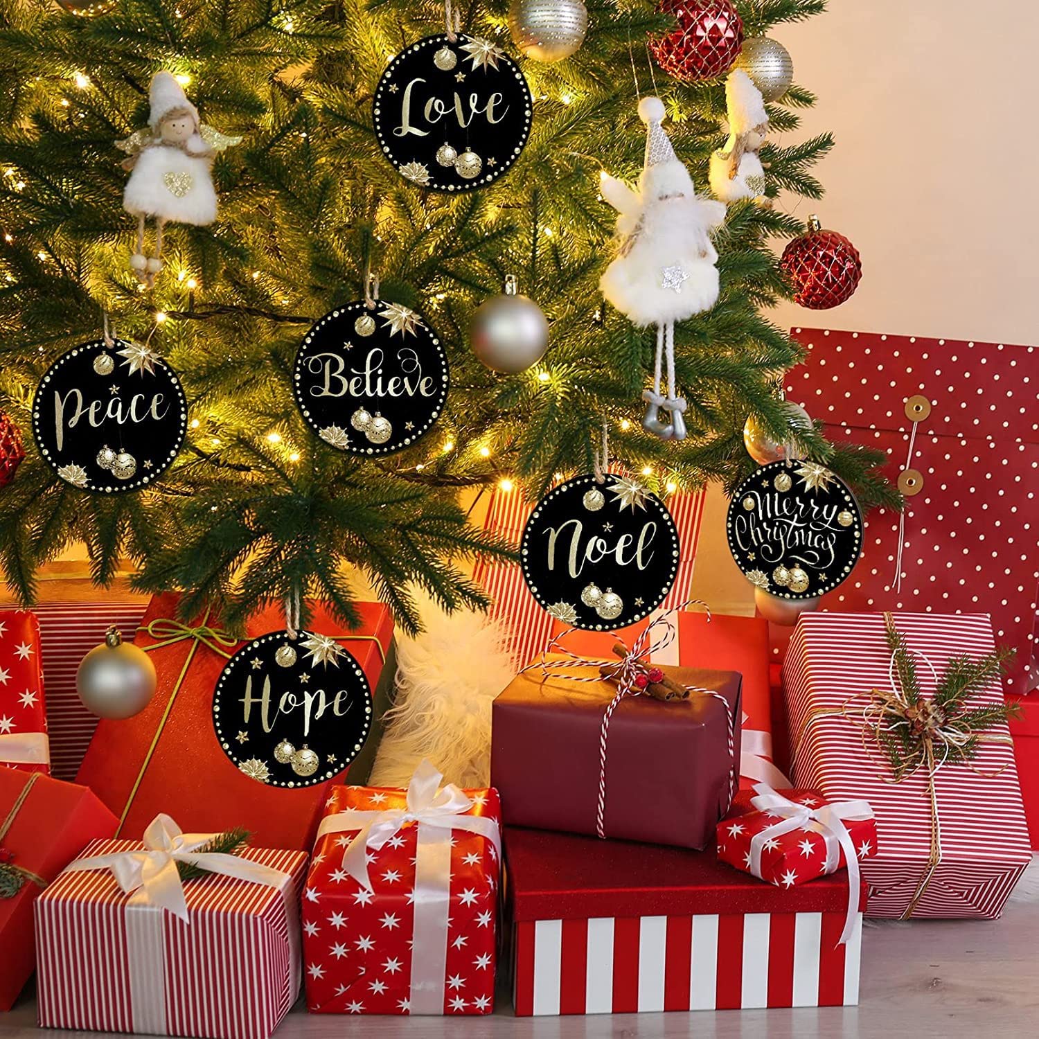 Amazon.co.jp: Orapink 30ピース 木製クリスマスツリーハンギング