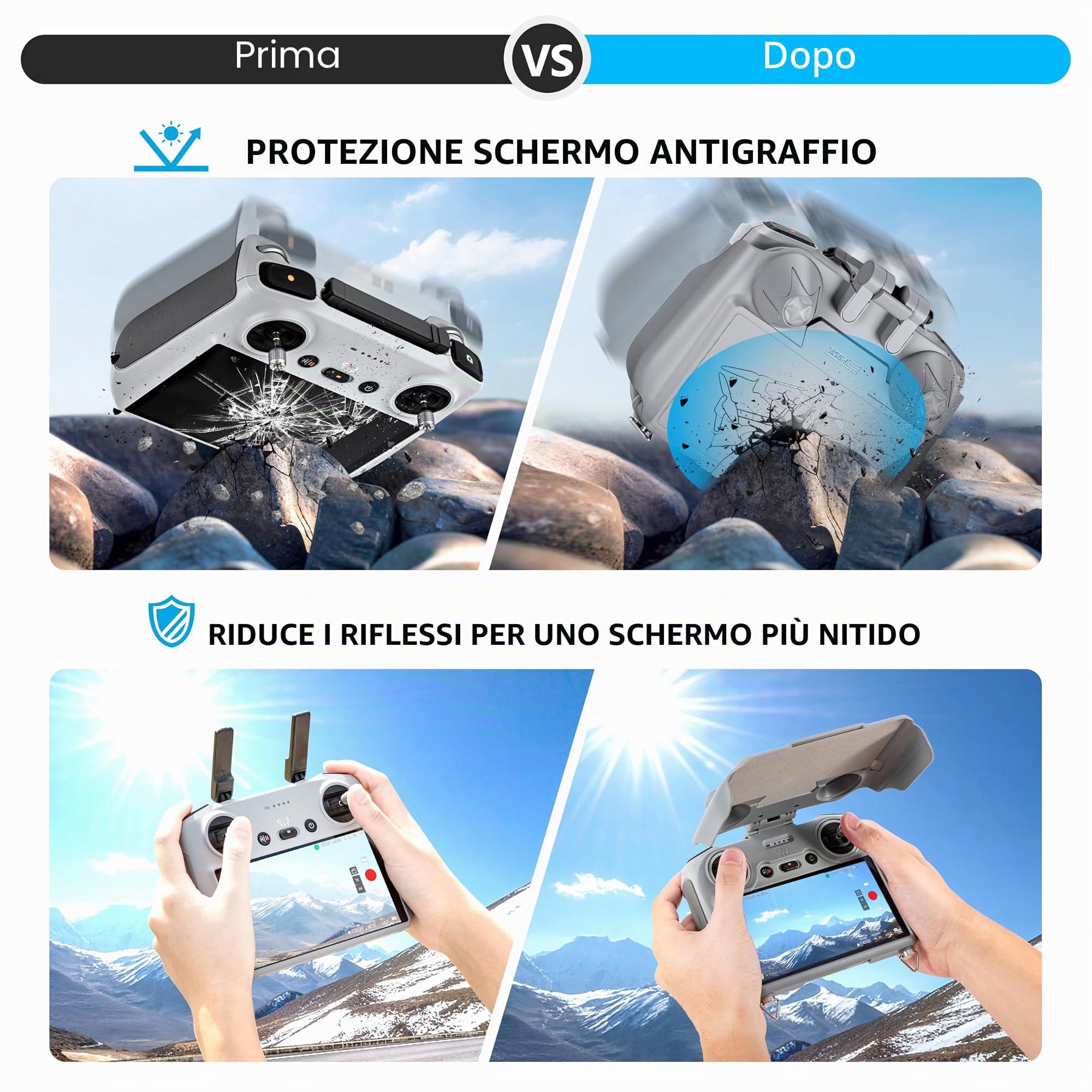 STARTRC LITO X1 Cappuccio Parasole Laccetto per DJI RC 2 e RC Controller, 3 in 1 Migliorata Protezione Schermo parasole per DJI Mini 5/4/3 Pro/Avata 360 Accessori
