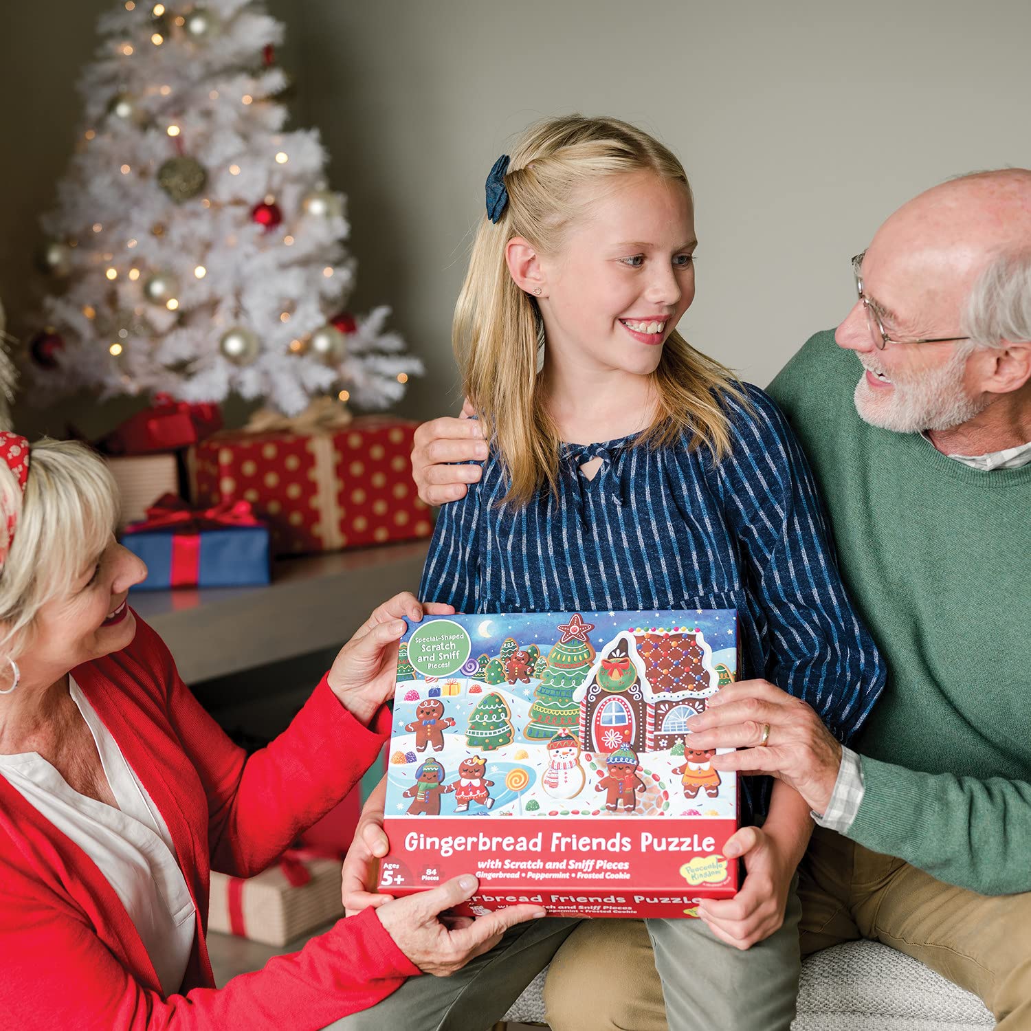Peaceable Kingdom Gingerbread Friends Scratch and Sniff Puzzle for Kids Ages 5 & Up - 84 Pieces with 7 Special Scented Pieces - 14" x 19" - Image 8