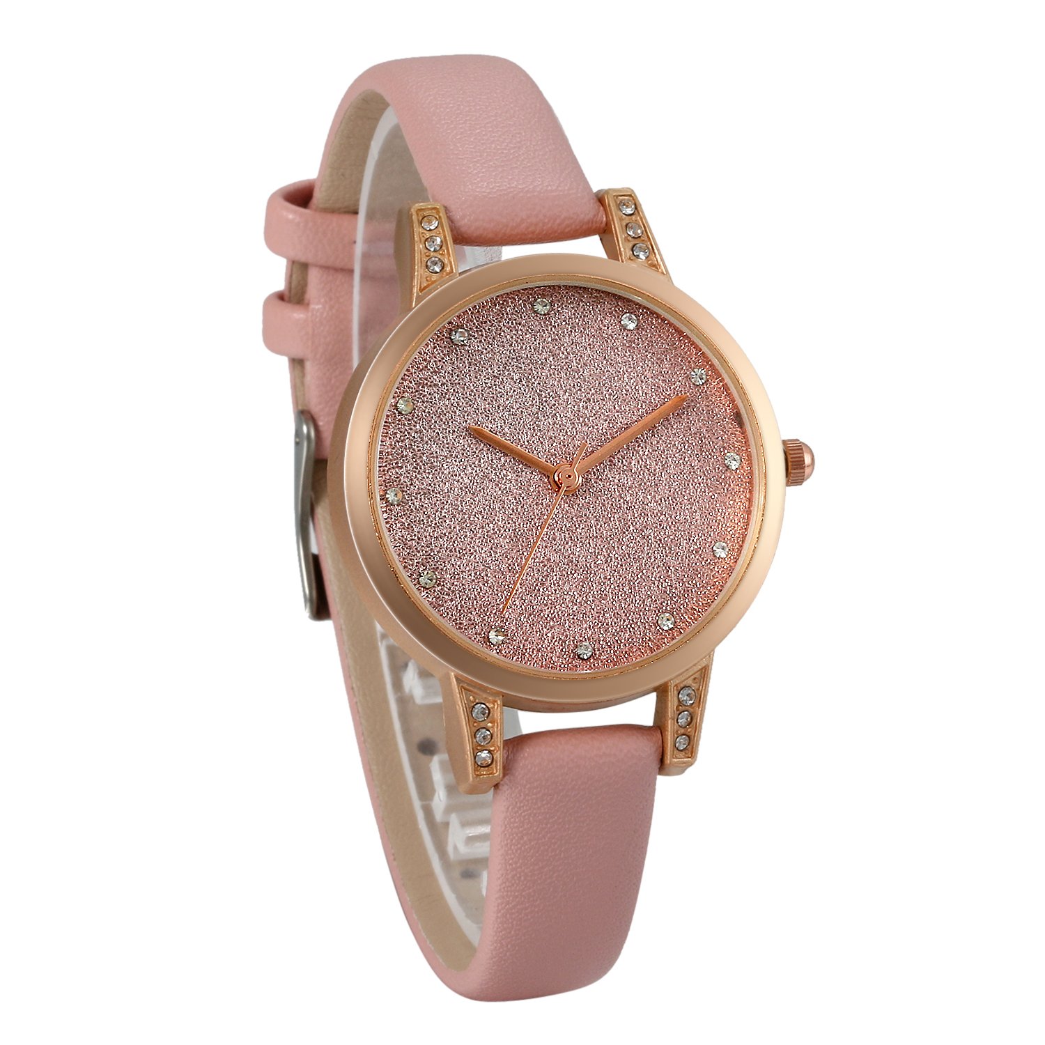 JewelryWe Reloj de pulsera de cuarzo para hombre y mujer, de lujo, simple y brillante, con cielo estrellado