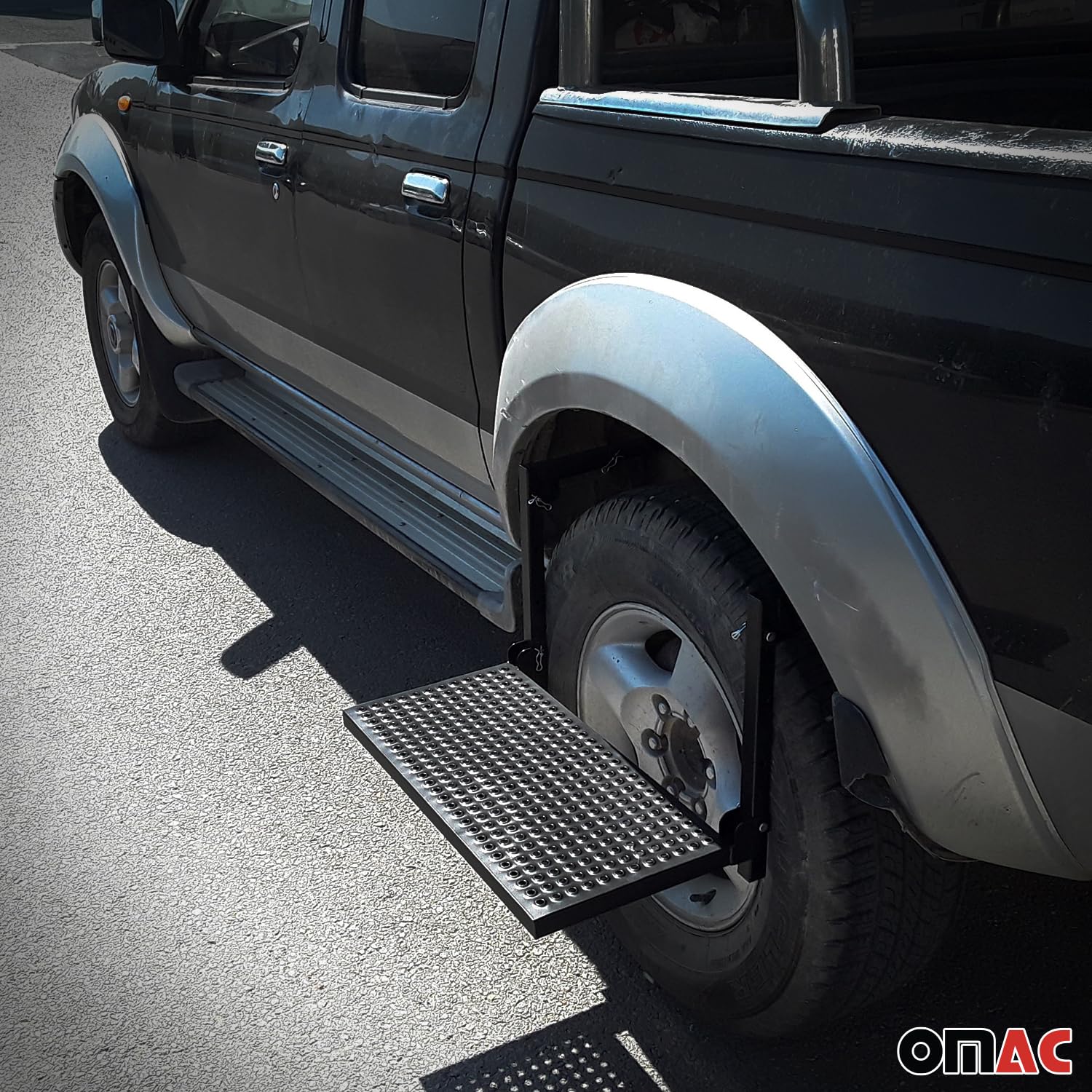 OMAC Pedana pieghevole per auto, 55 cm, compatibile con cerchioni da 16", 17" e 18", colore nero