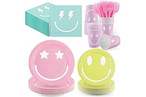 Durony Smily Face Party Tableware Set For Birthday & Baby Shower