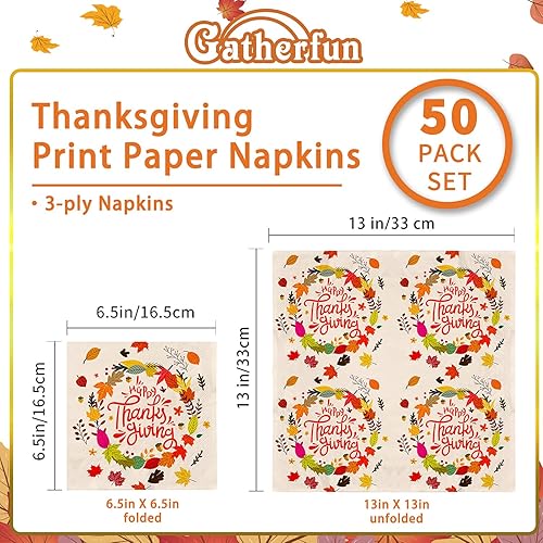 Miniatura 2 de Gatherfun Servilletas de papel desechables de hojas caídas para fiesta de Acción de Gracias, cena, fiesta, otoño, decoración de fiesta, paquete de 50