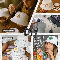 Vista 7 de Sombrero de pescador de algodón de 12 piezas para mujeres y hombres adultos de verano liso