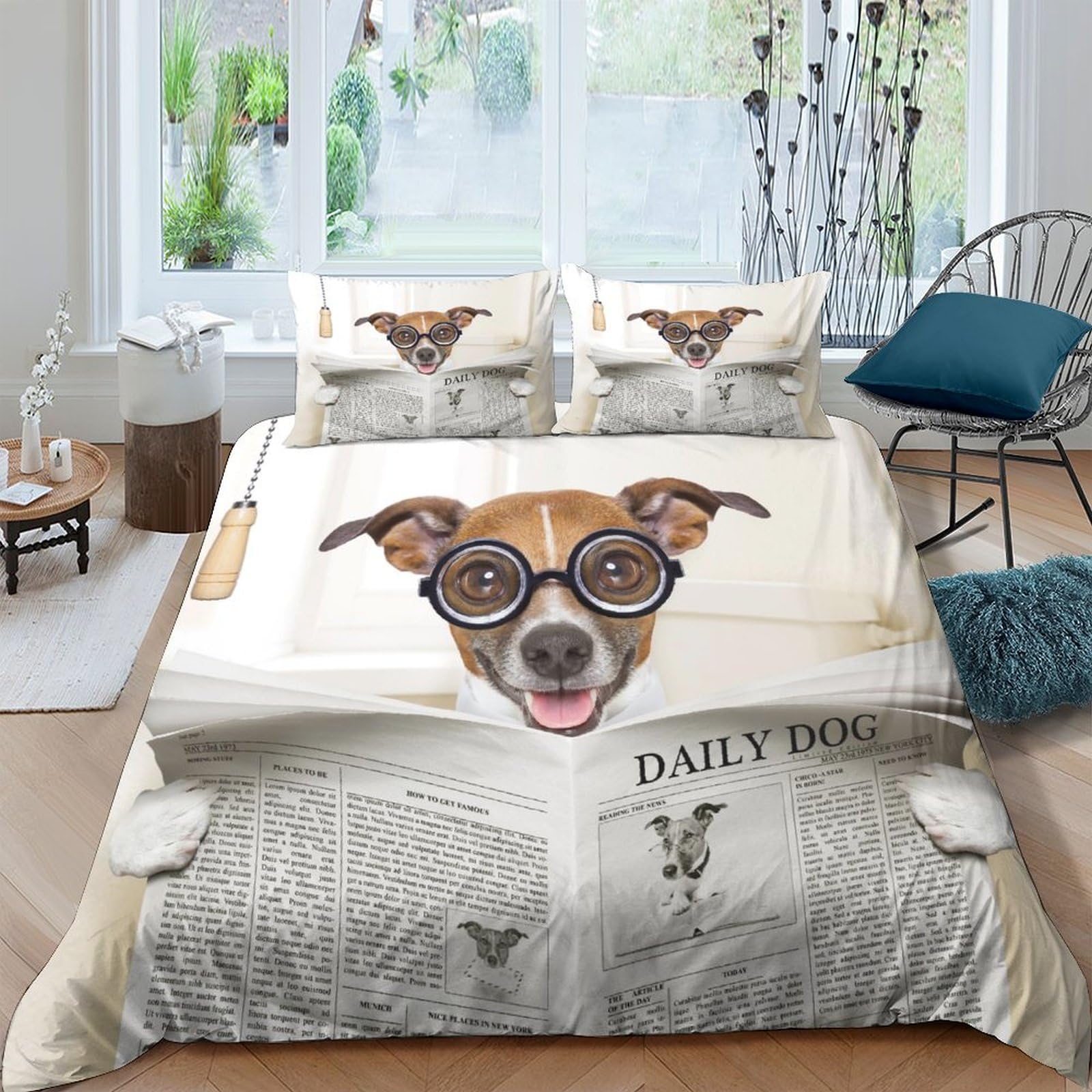 Housse de couette 3D chien de journal pour créer un cocon douillet dans votre chambre