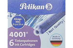 Pelikan 4001 TP/6 Ink Cartridges for Fountain Pens in Royal Blue, 0.8ml,...
