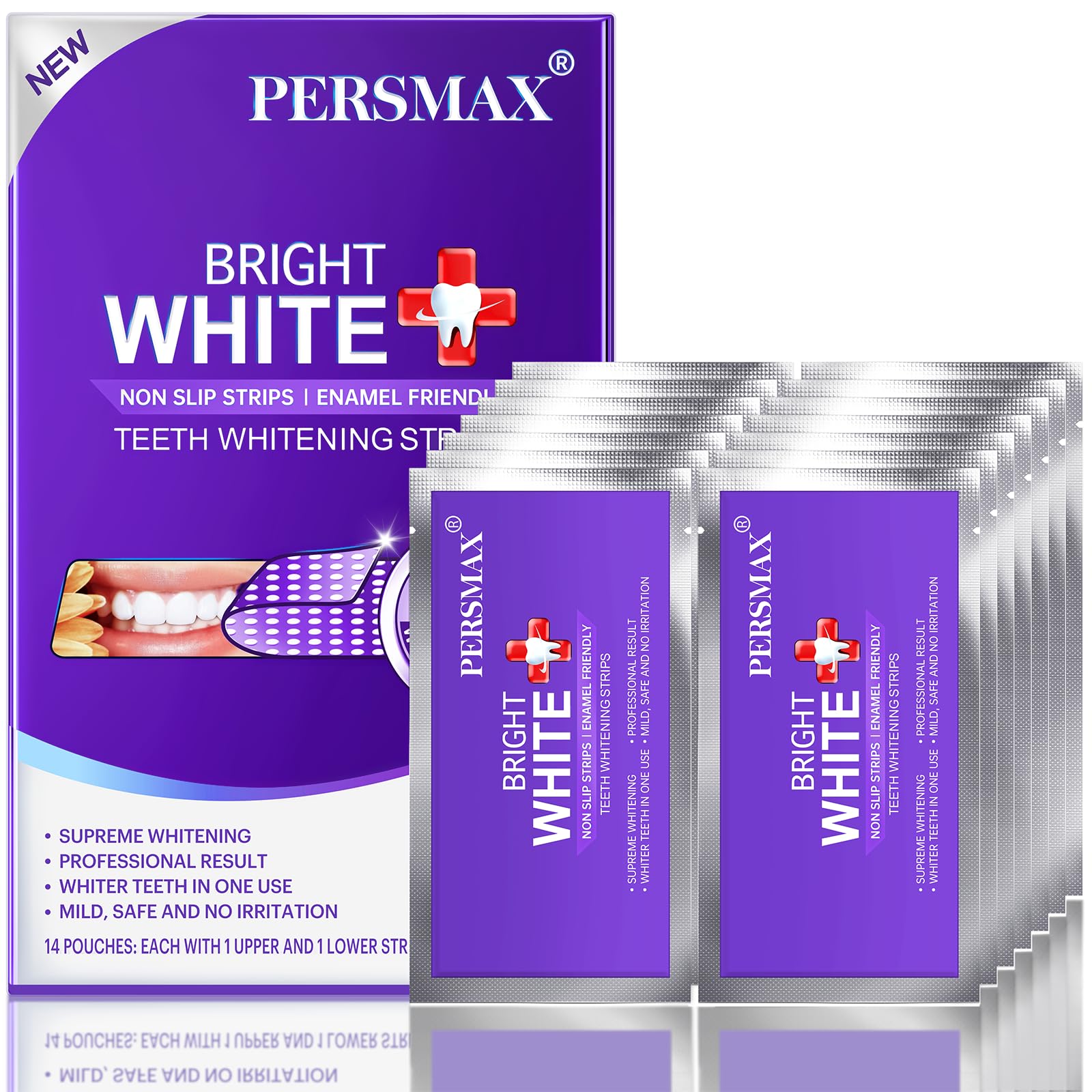 PERSMAX Purple Teeth Whitening Strips, 14 Treatment, 1Pack
