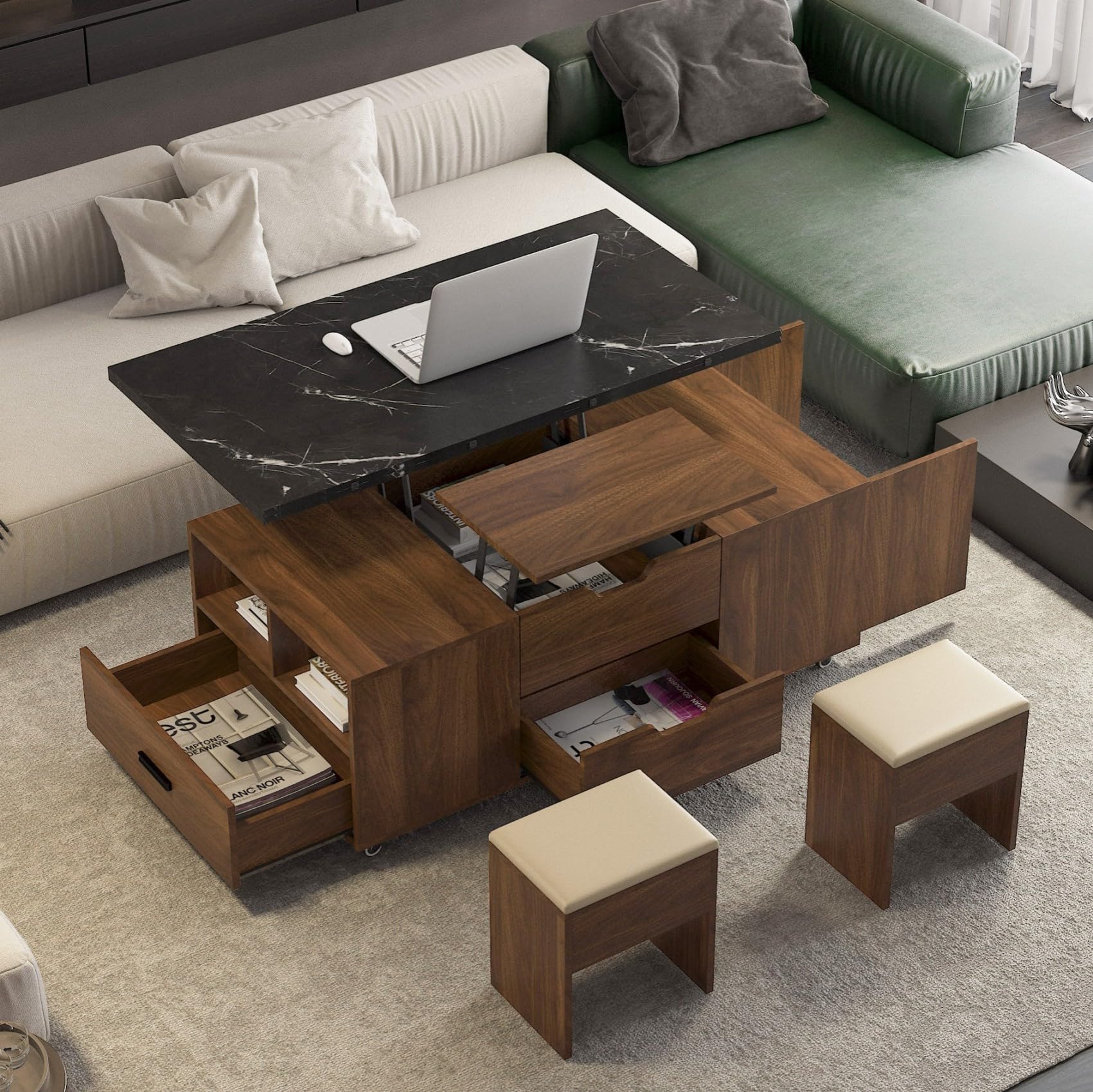 Amazon.com: KEIKI Expandable Desktop Lift Top Nesting Coffee Table