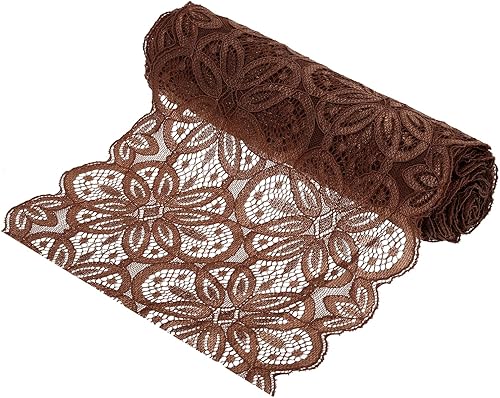 MECCANIXITY Cinta de encaje de 5 yardas y 7 pulgadas para envolver regalos de manualidades, diademas de boda, marrón oscuro