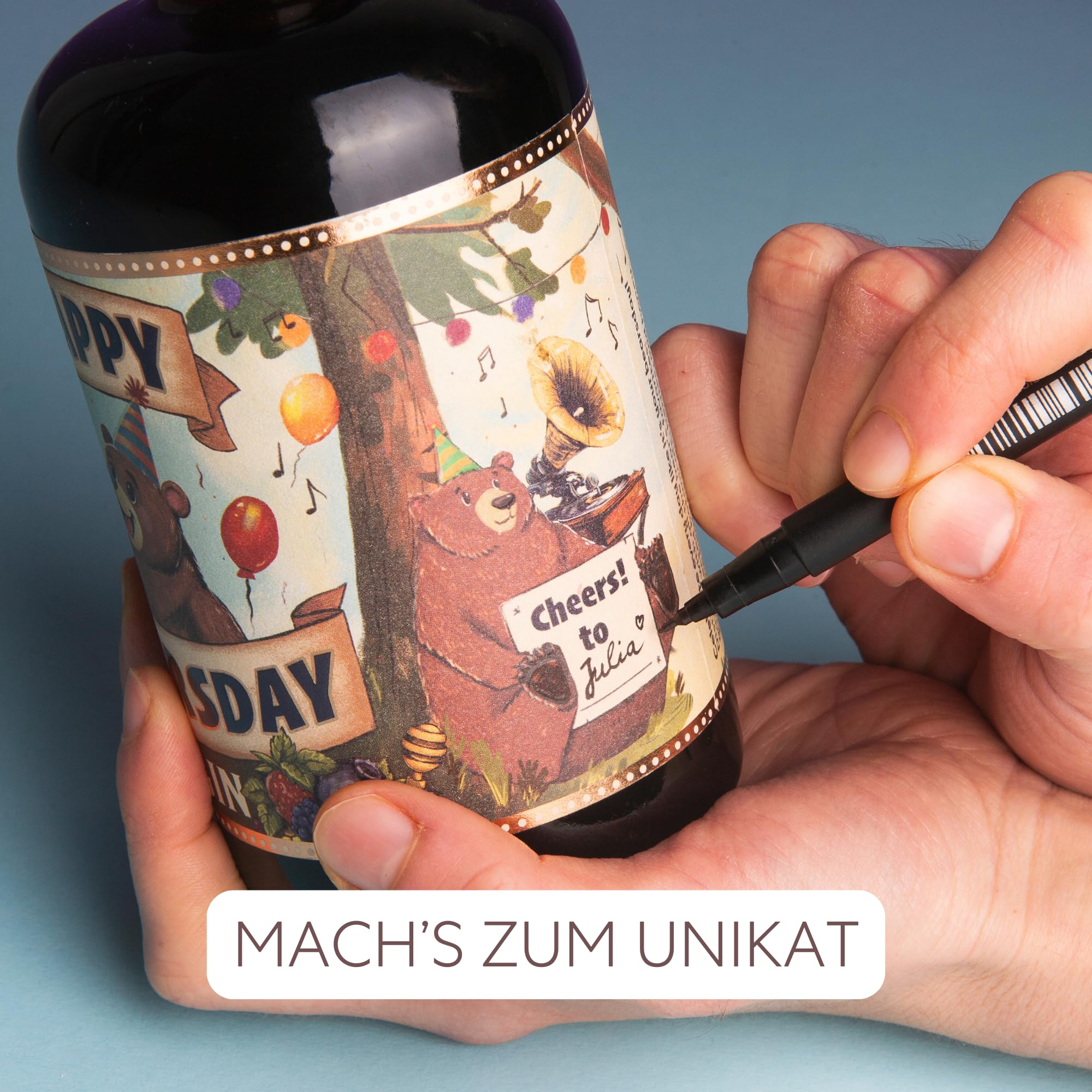 Happy Bearsday Gin | mit fruchtigen Botanicals aus Beeren | schönes Gin Geschenk zum Geburtstag & besondere Anlässe | 500ml 40% Vol.