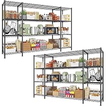 REIBII 78.4" W Storage Shelves Load 1500LBS, Metal Shelving 4-Tier Wire Shelving Unit Garage Shelving for Storage, Metal Shelves for Pantry Commercial Kitchen Garage, 11.8''D x 59''H,2P